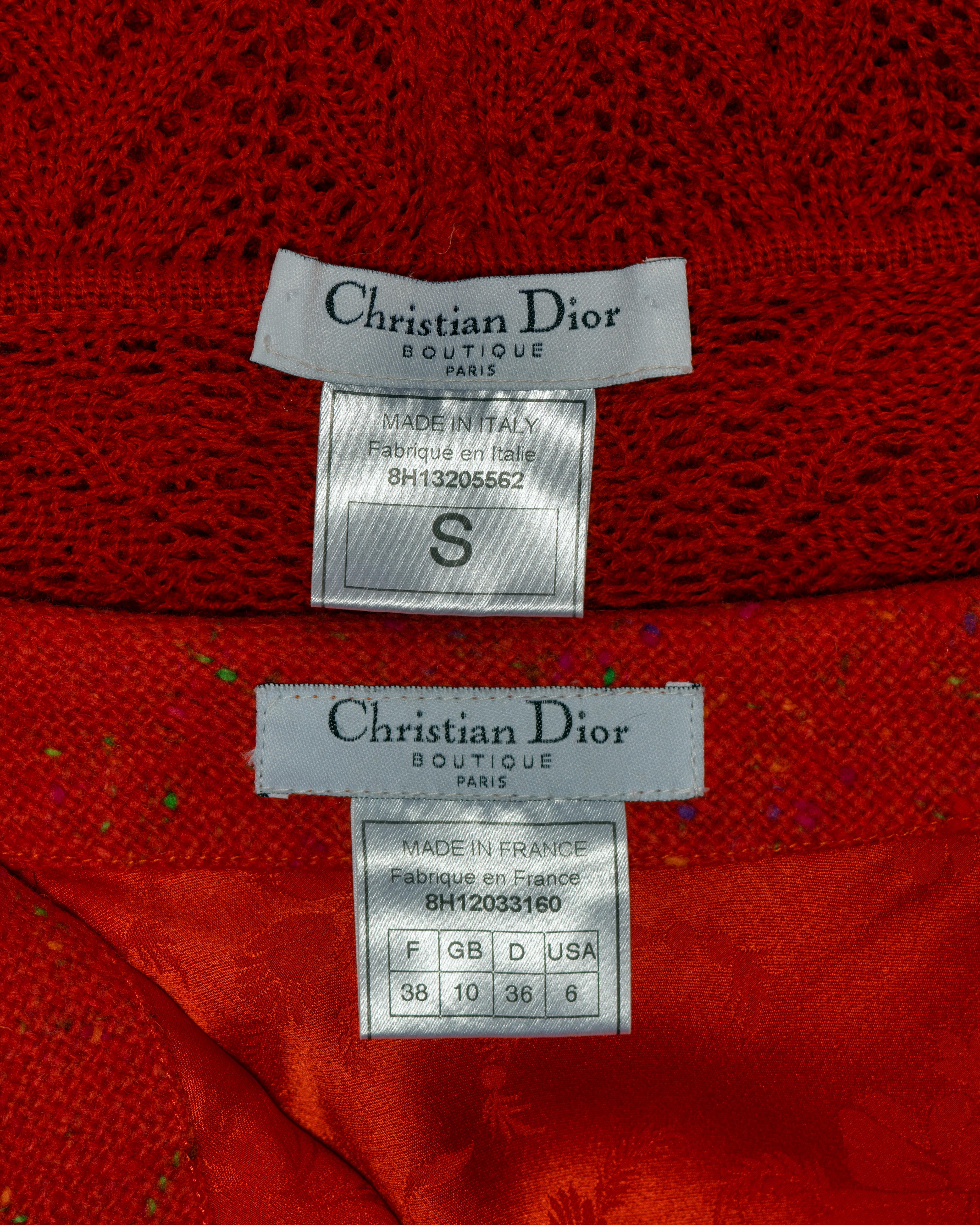 John Galliano for Christian Dior, poncho e gonna in lana arancione, AI 1998 in vendita 6