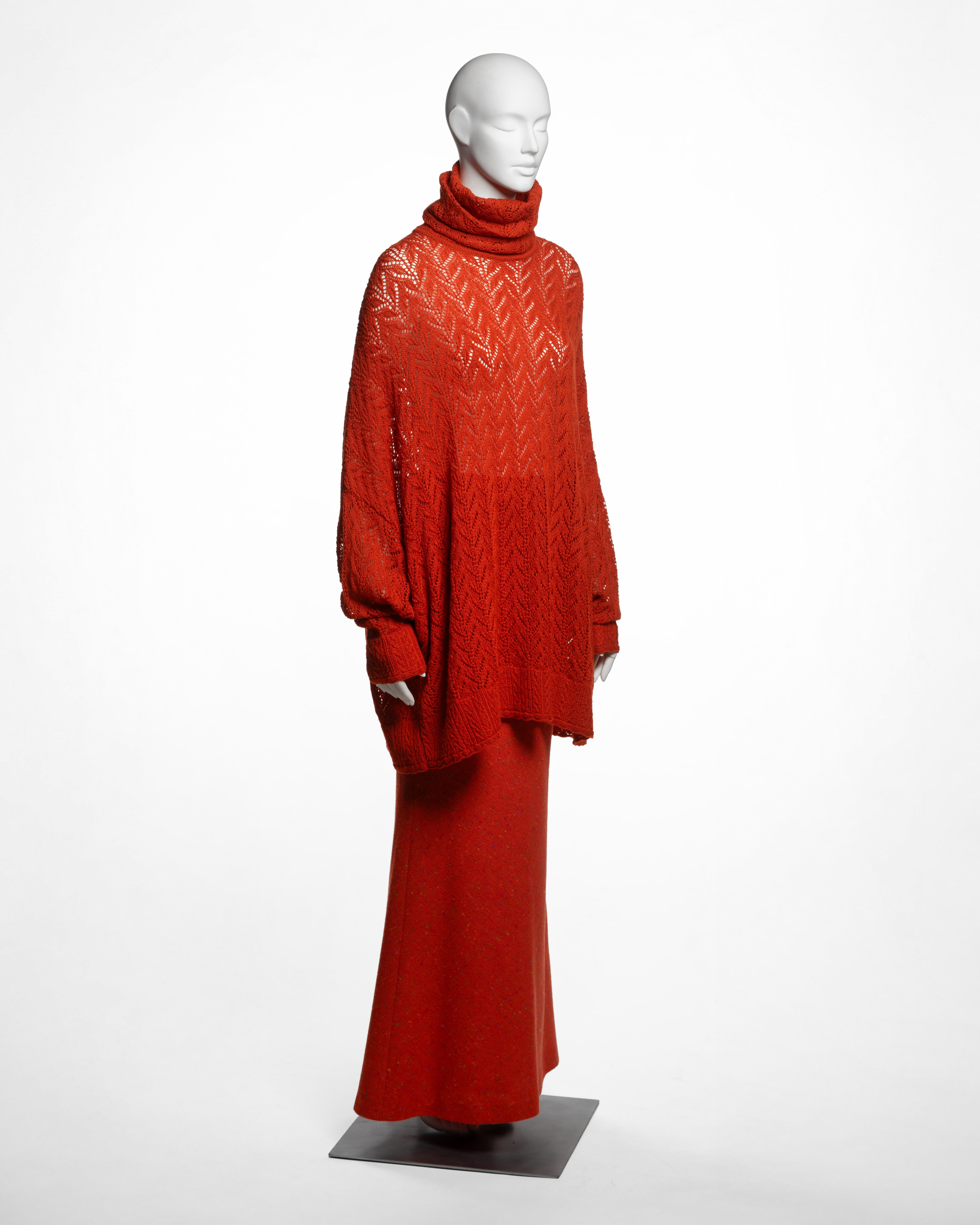Donna John Galliano for Christian Dior, poncho e gonna in lana arancione, AI 1998 in vendita