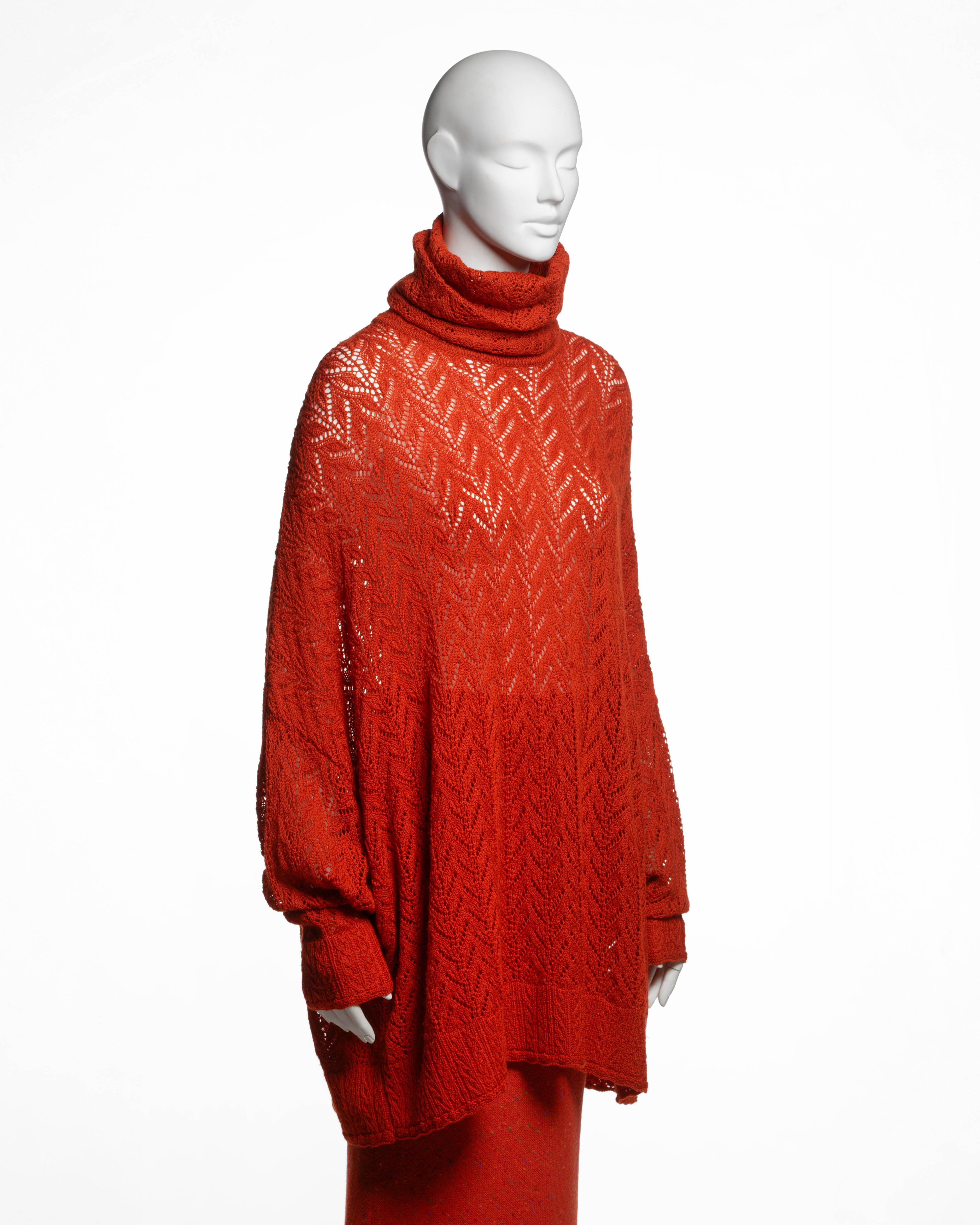 John Galliano for Christian Dior, poncho e gonna in lana arancione, AI 1998 in vendita 1
