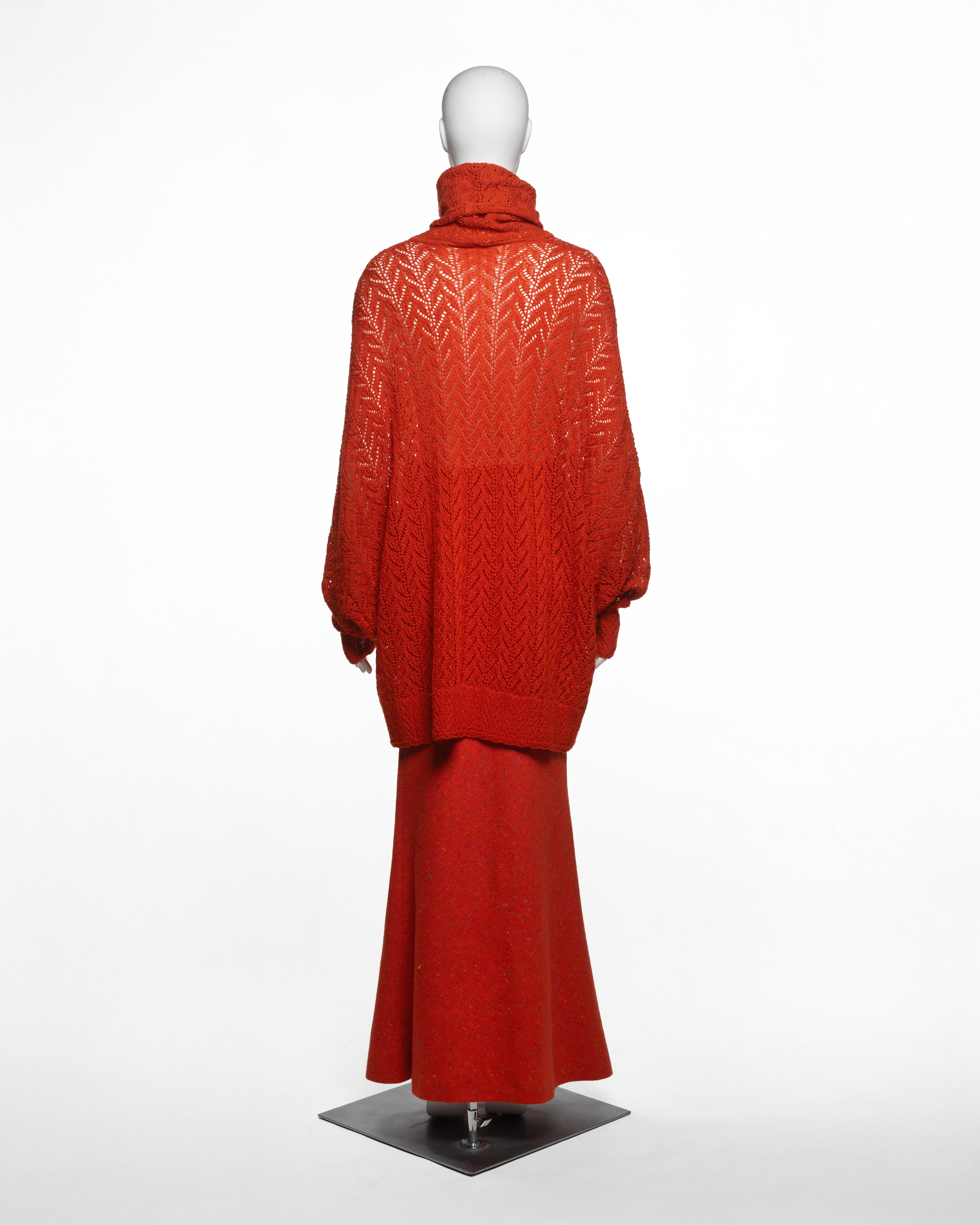 John Galliano for Christian Dior, poncho e gonna in lana arancione, AI 1998 in vendita 3