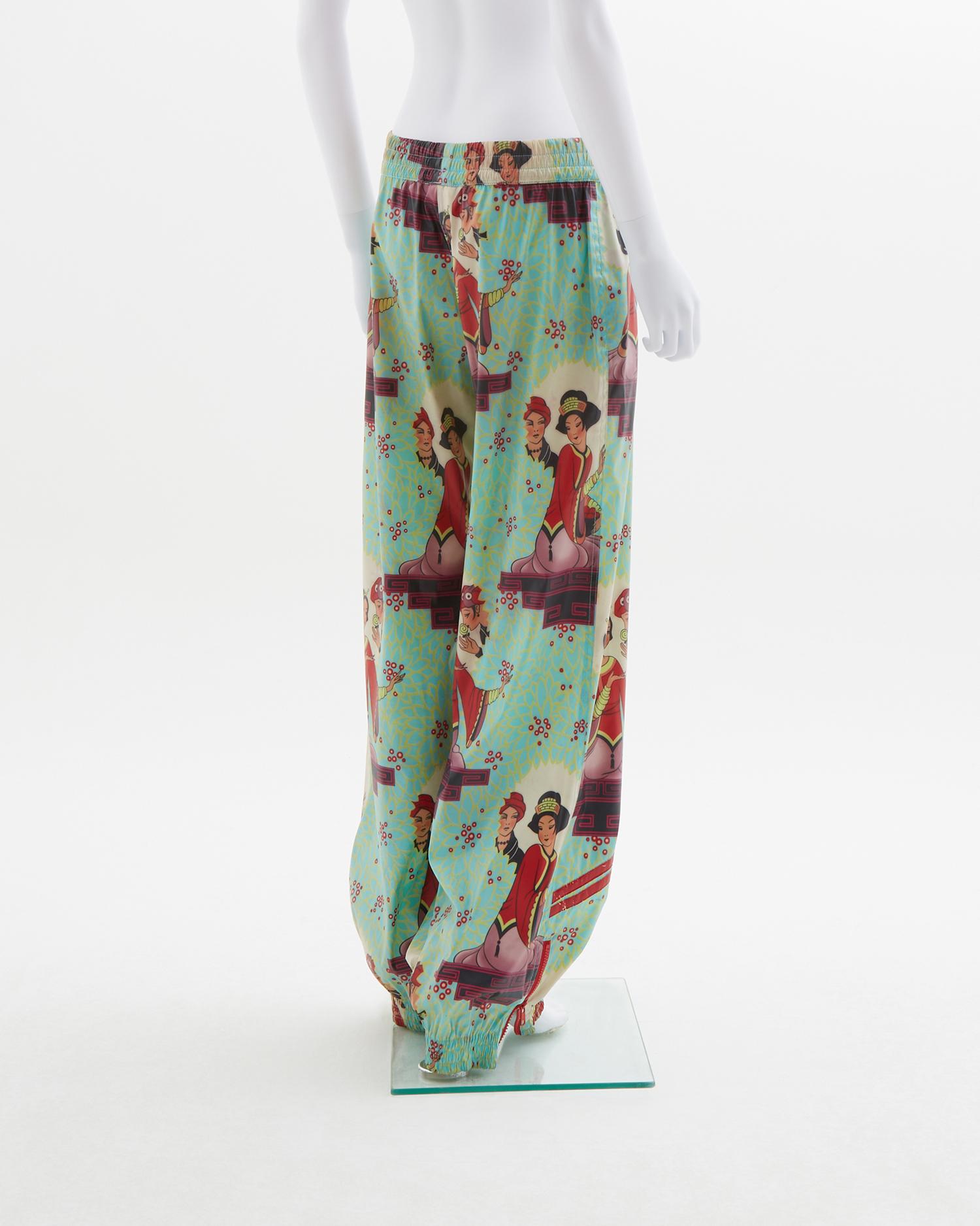 Christian Dior by John Galliano oriental print harem pants, fw 2001 In Good Condition For Sale In Milano, IT