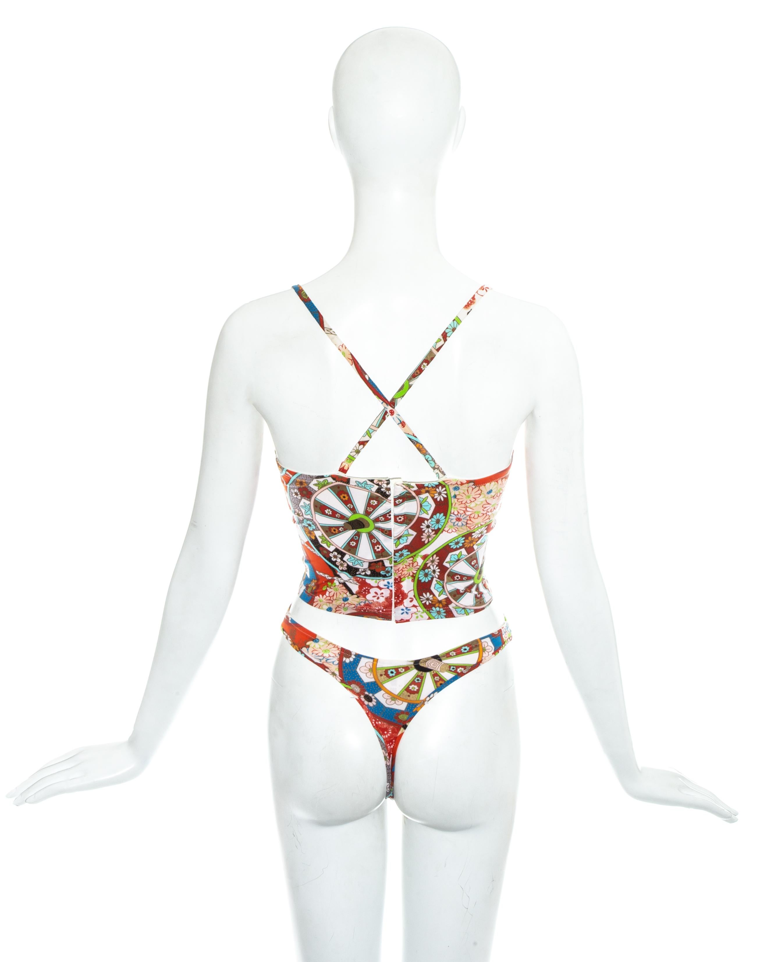 Christian Dior by John Galliano oriental print thong and corset, ss 2001 In Good Condition In London, GB
