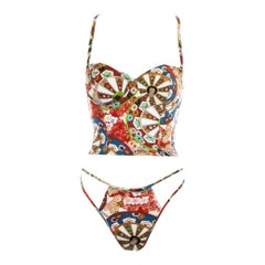 Christian Dior by John Galliano oriental print thong and corset, ss 2001