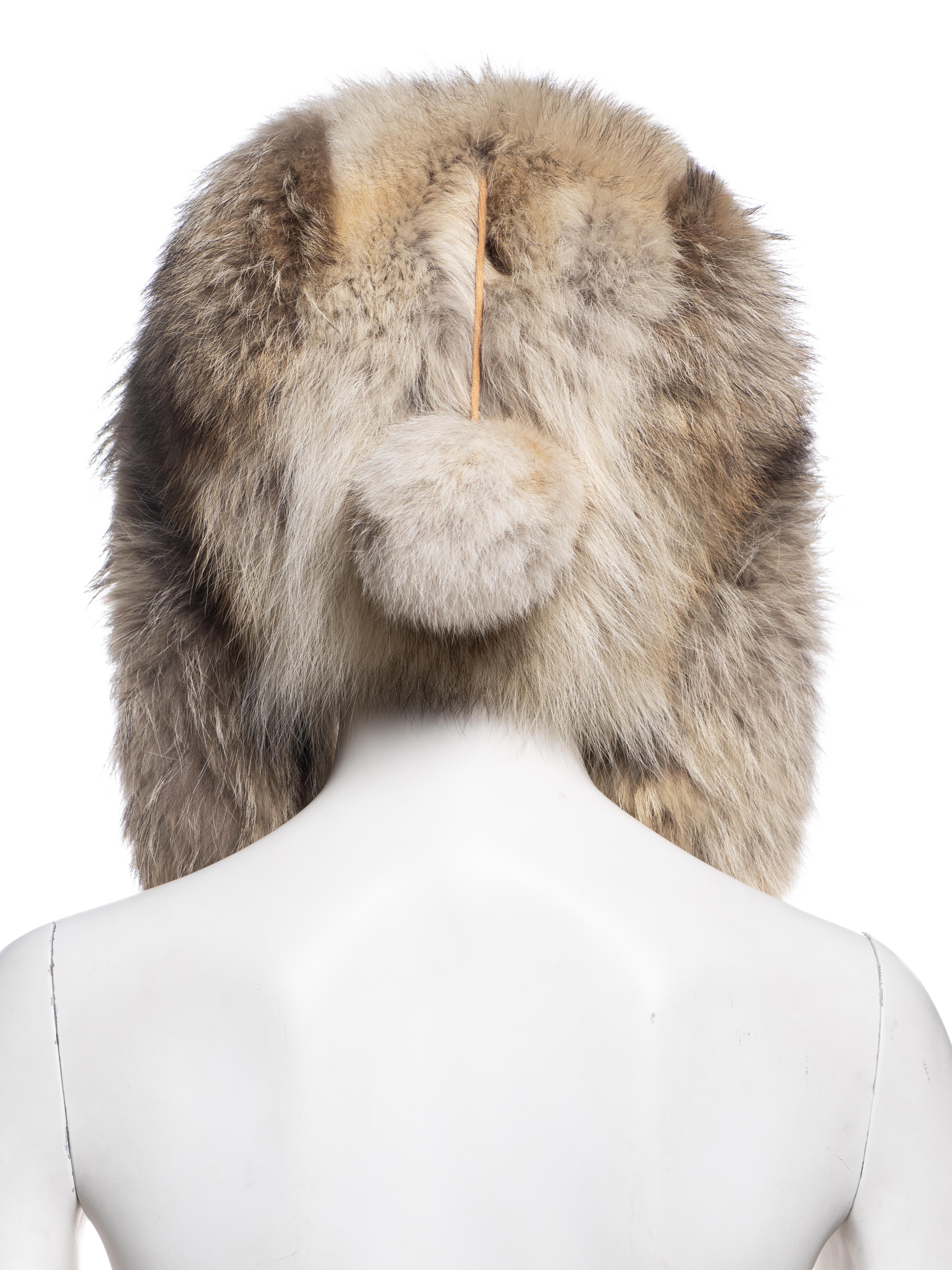 Christian Dior by John Galliano Oversized Coyote Fur Hat, FW 2002 5