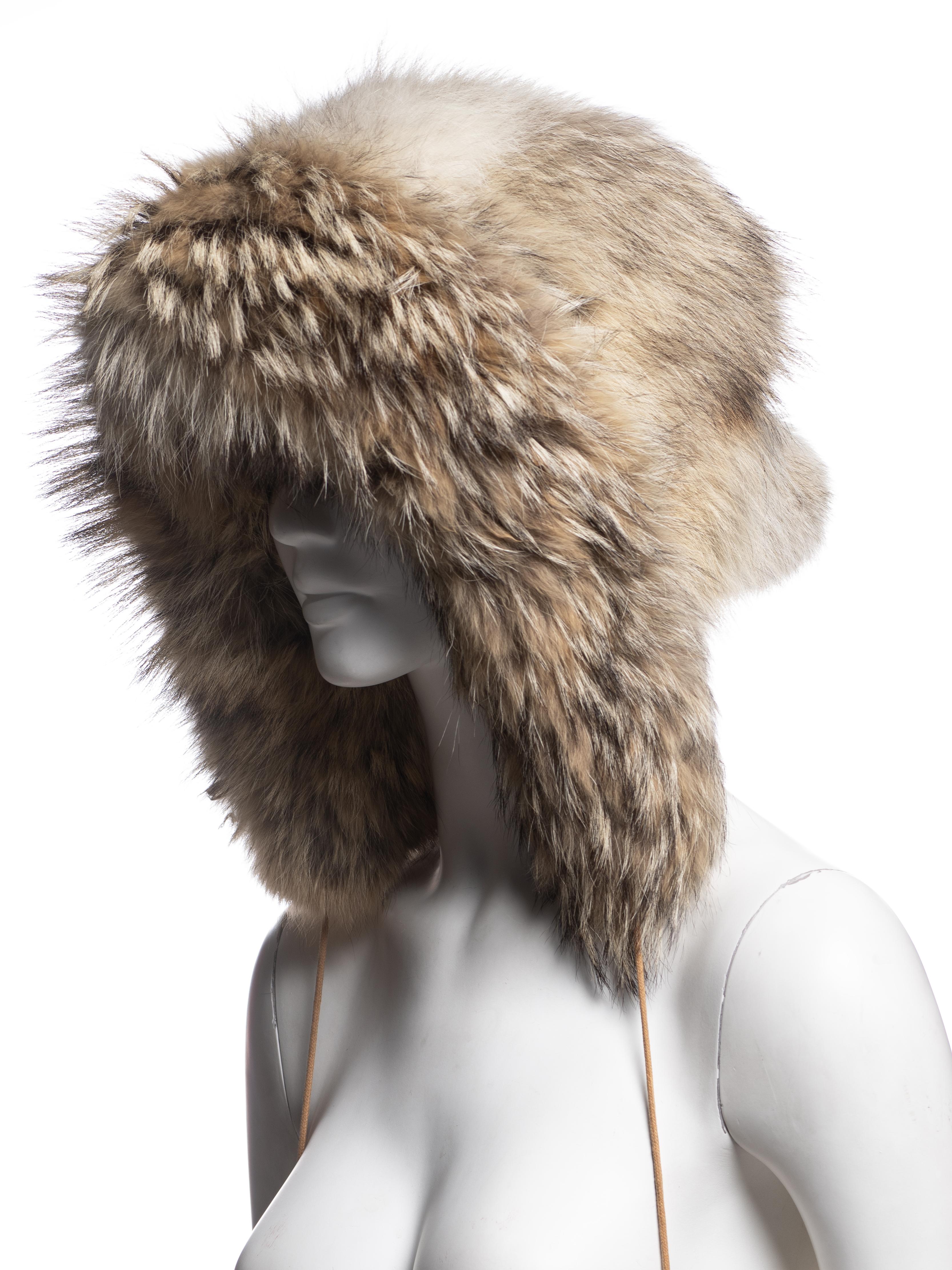 Christian Dior by John Galliano Oversized Coyote Fur Hat, FW 2002 7