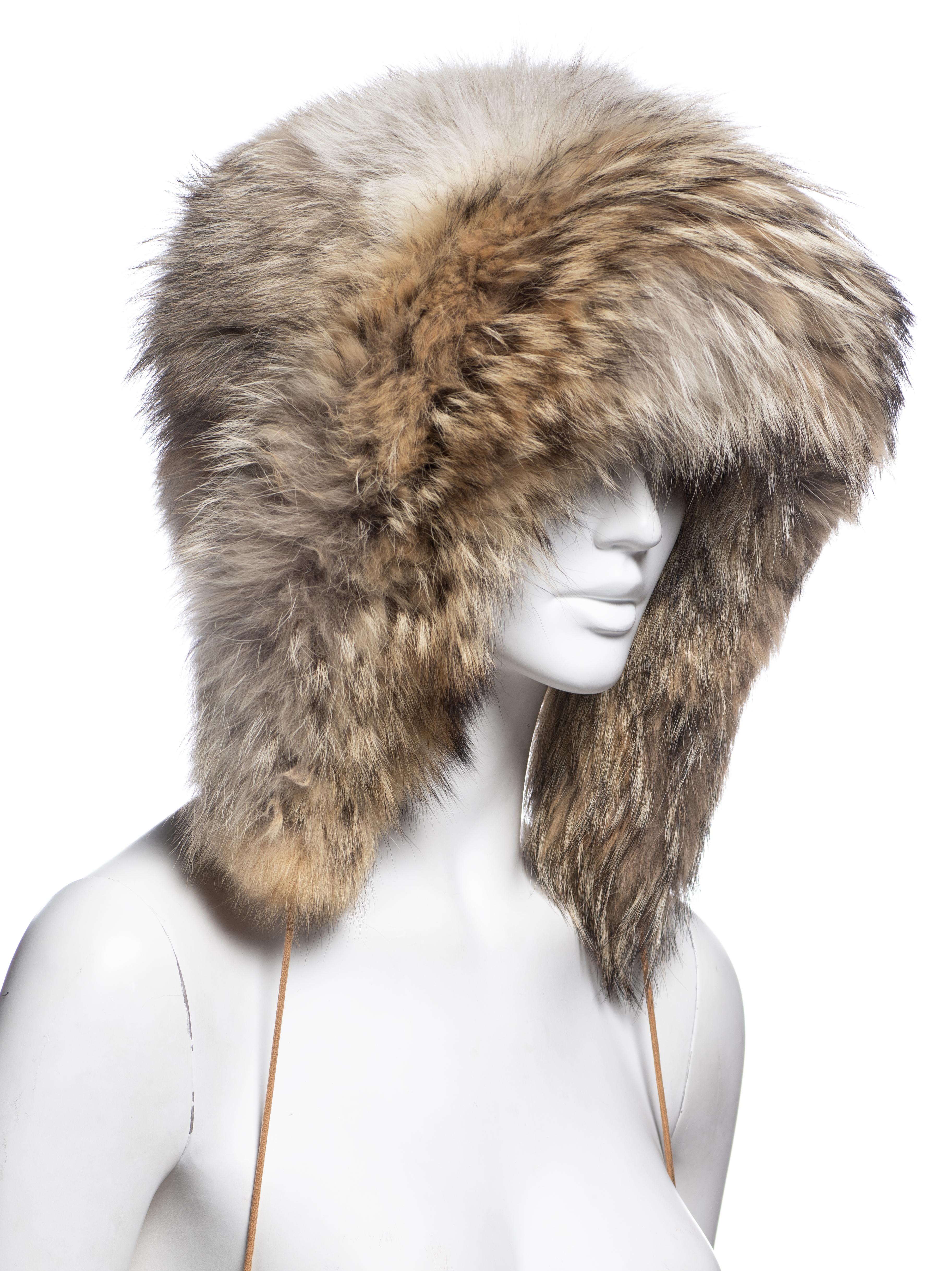 Christian Dior by John Galliano Oversized Coyote Fur Hat, FW 2002 1