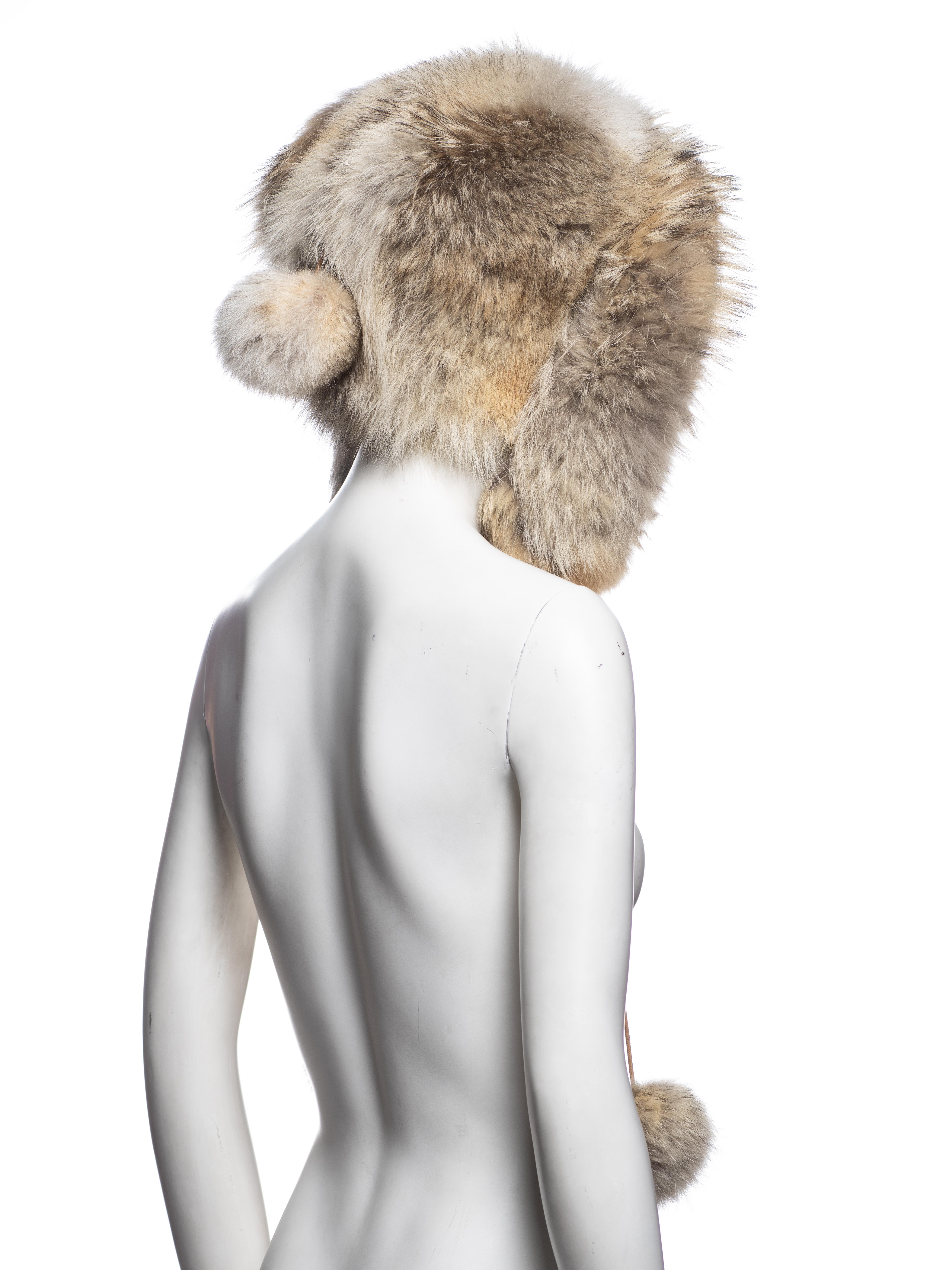 Christian Dior by John Galliano Oversized Coyote Fur Hat, FW 2002 2