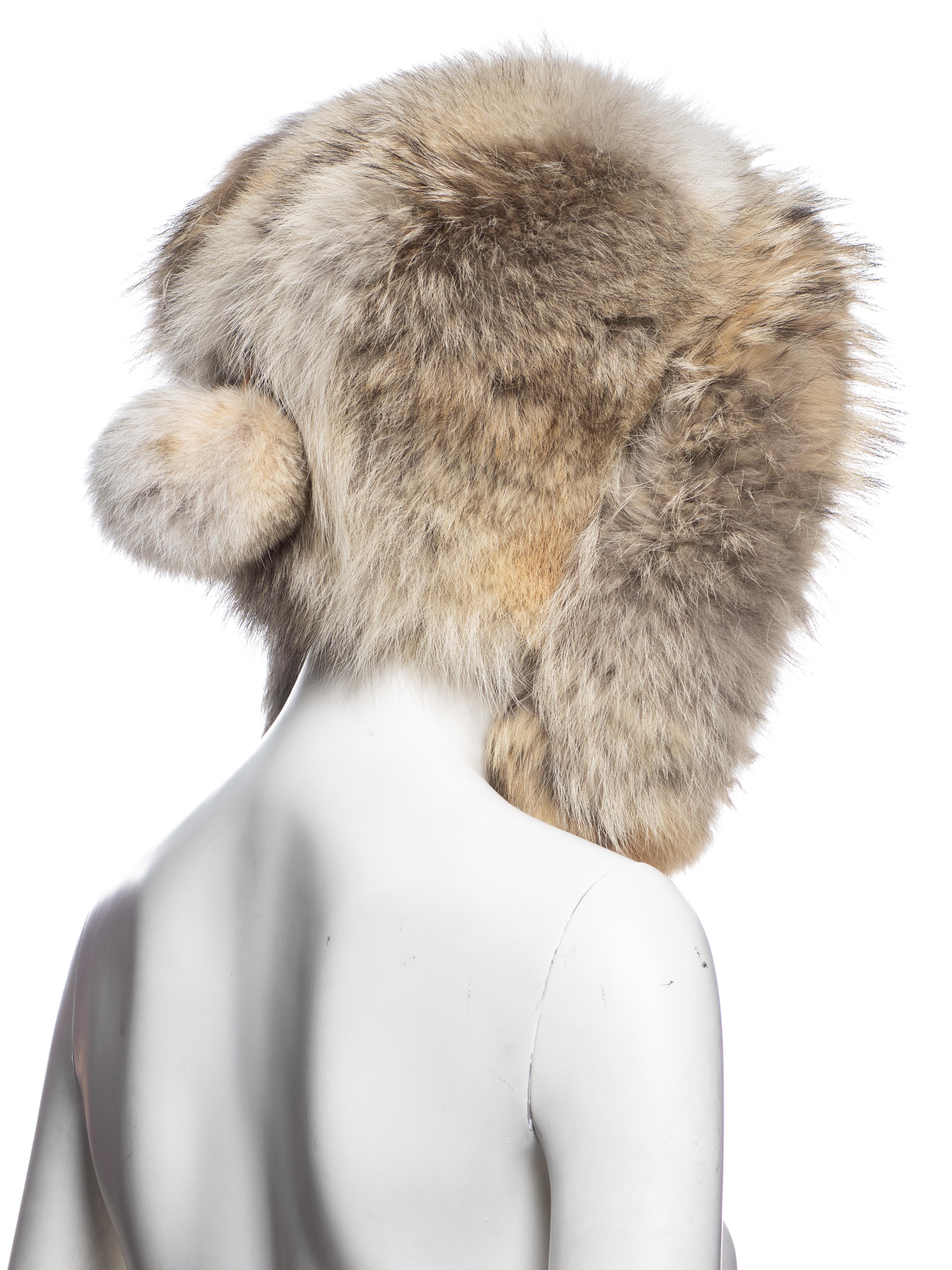 Christian Dior by John Galliano Oversized Coyote Fur Hat, FW 2002 3