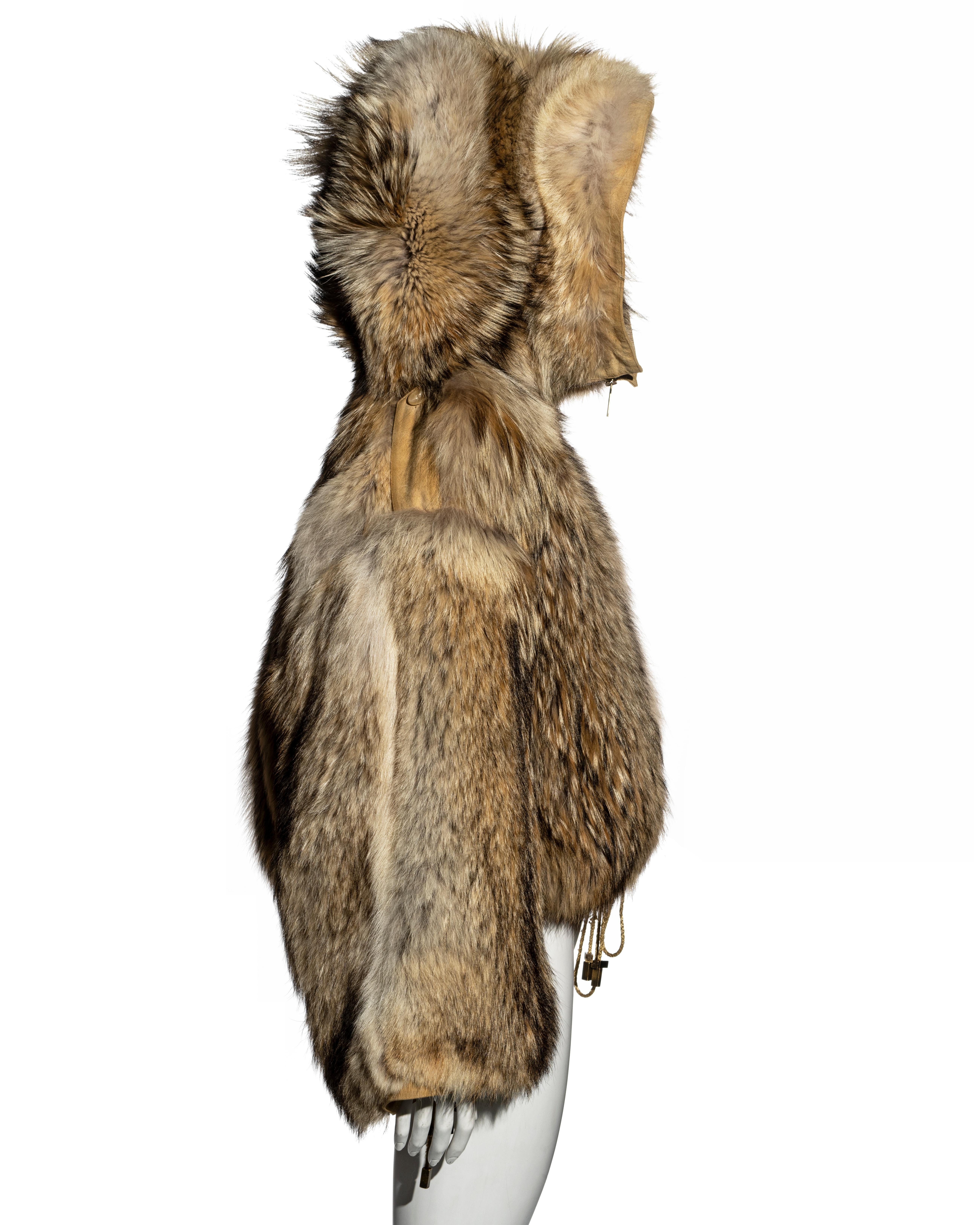 Christian Dior by John Galliano oversized coyote fur jacket, fw 2002 2