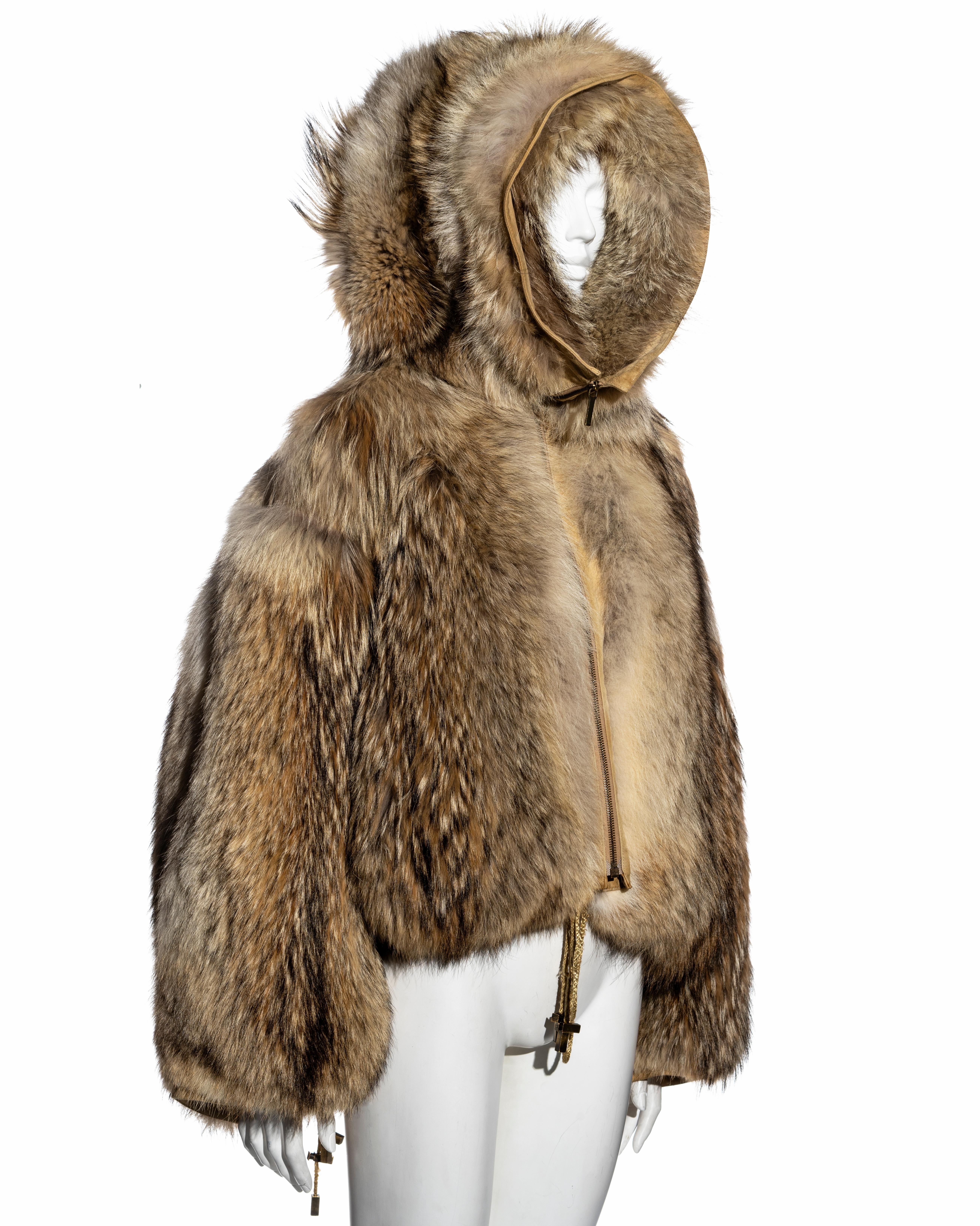 Women's Christian Dior by John Galliano oversized coyote fur jacket, fw 2002