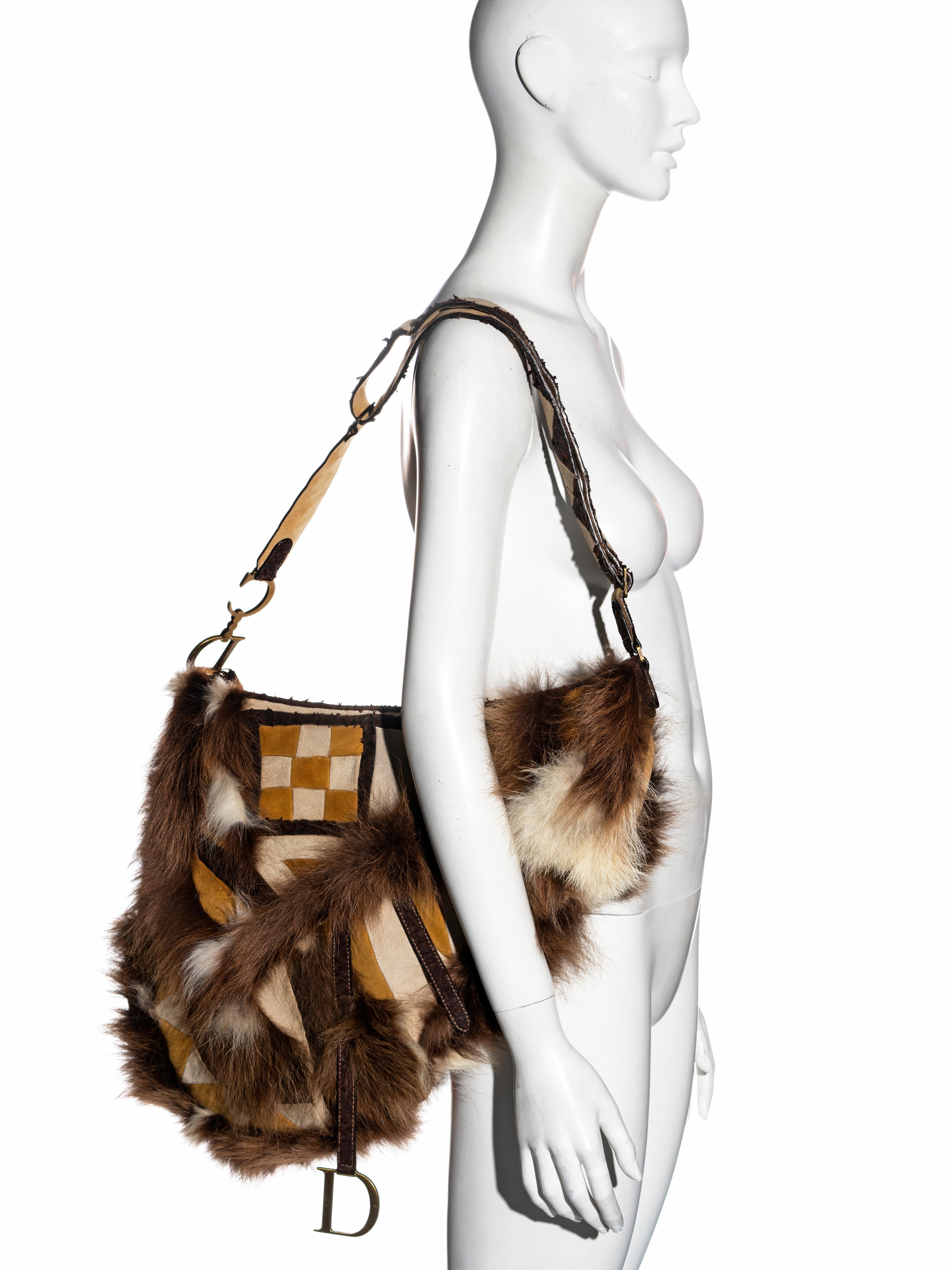 dior mohawk fur saddle bag