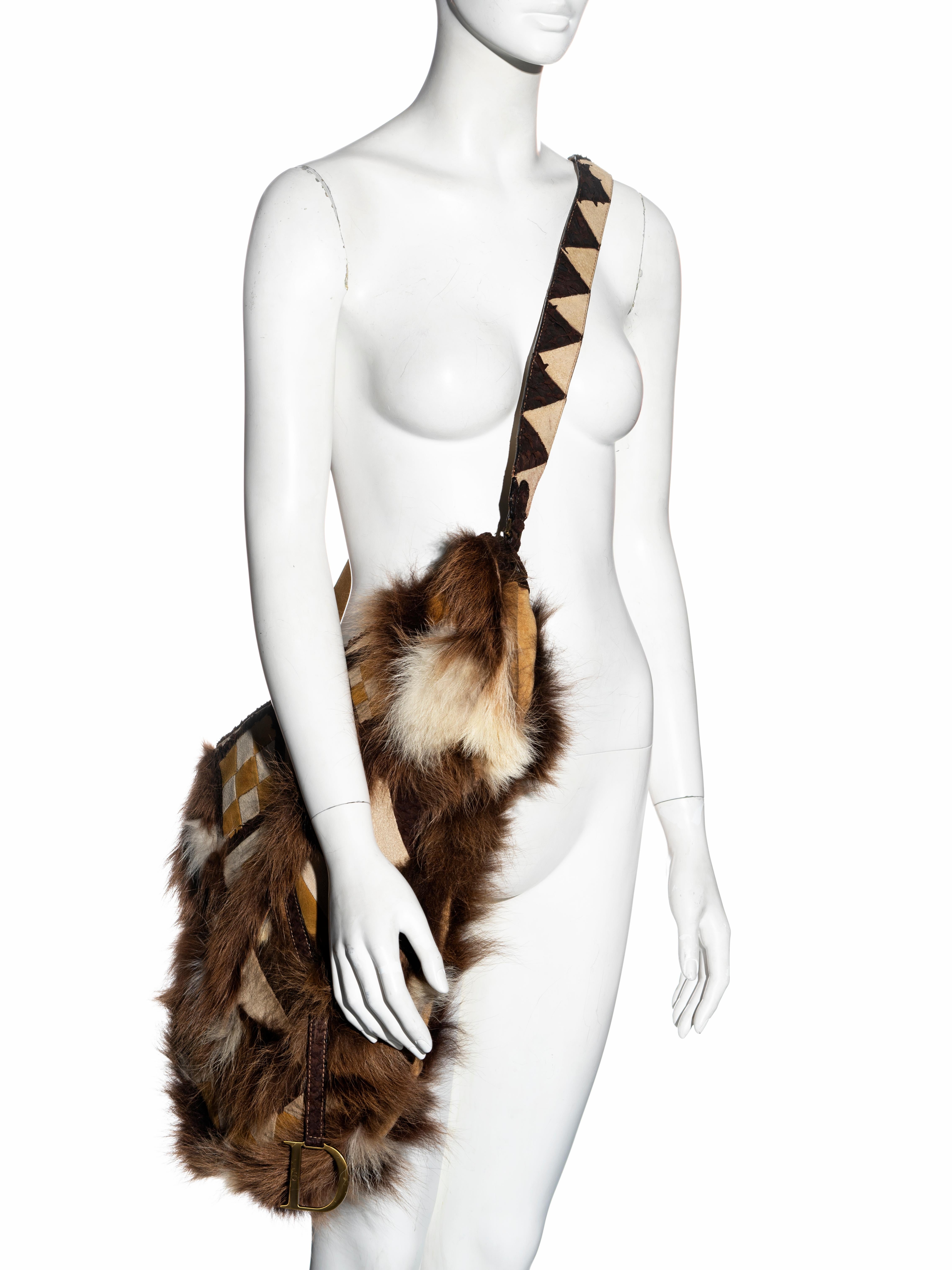 Christian Dior by John Galliano oversized fur saddle bag, fw 2002 In Excellent Condition In London, GB