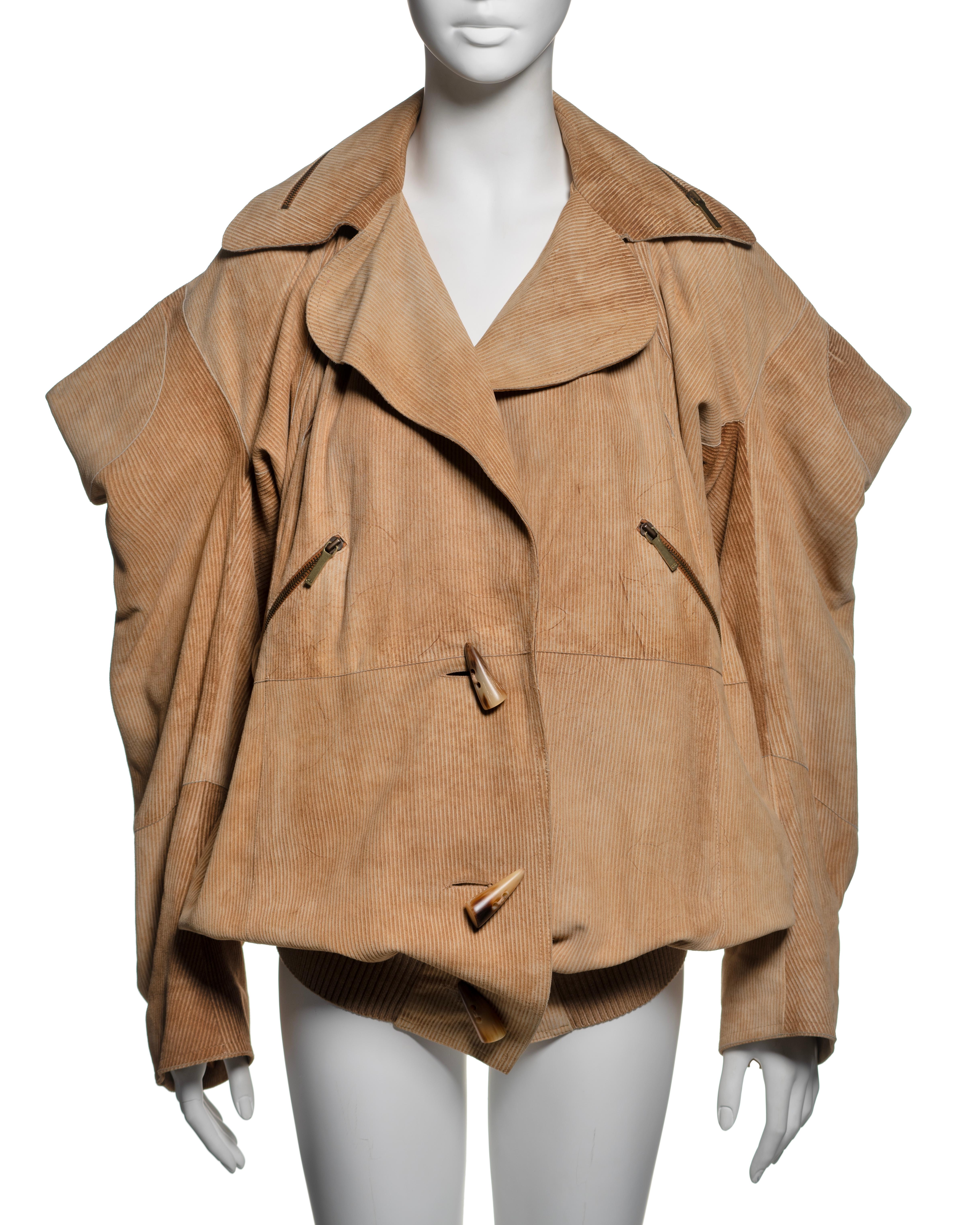 Brown Christian Dior by John Galliano Oversized Goat Leather Jacket, FW 2002