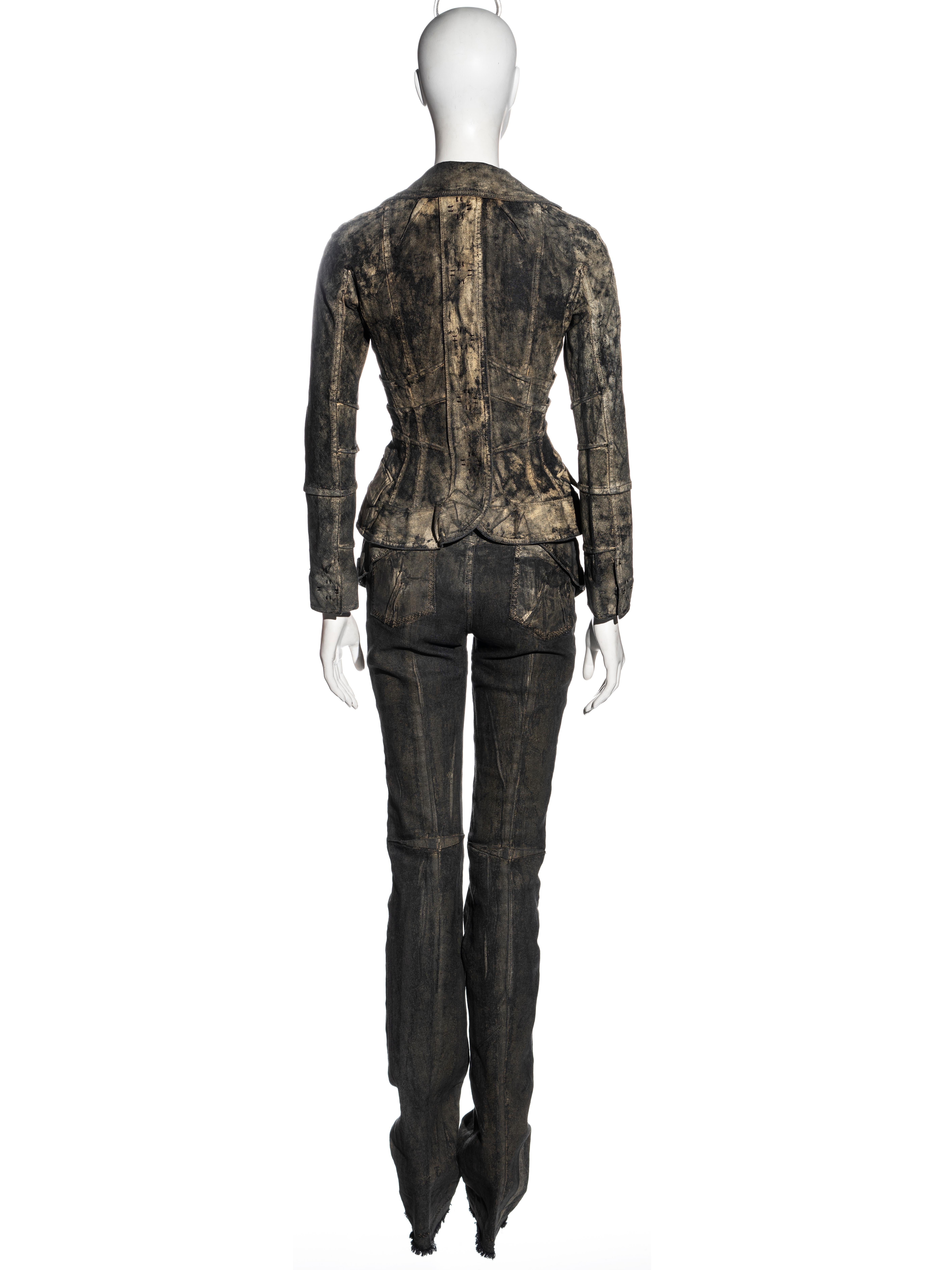 Christian Dior by John Galliano painted denim jacket and pants suit, fw 2006 2
