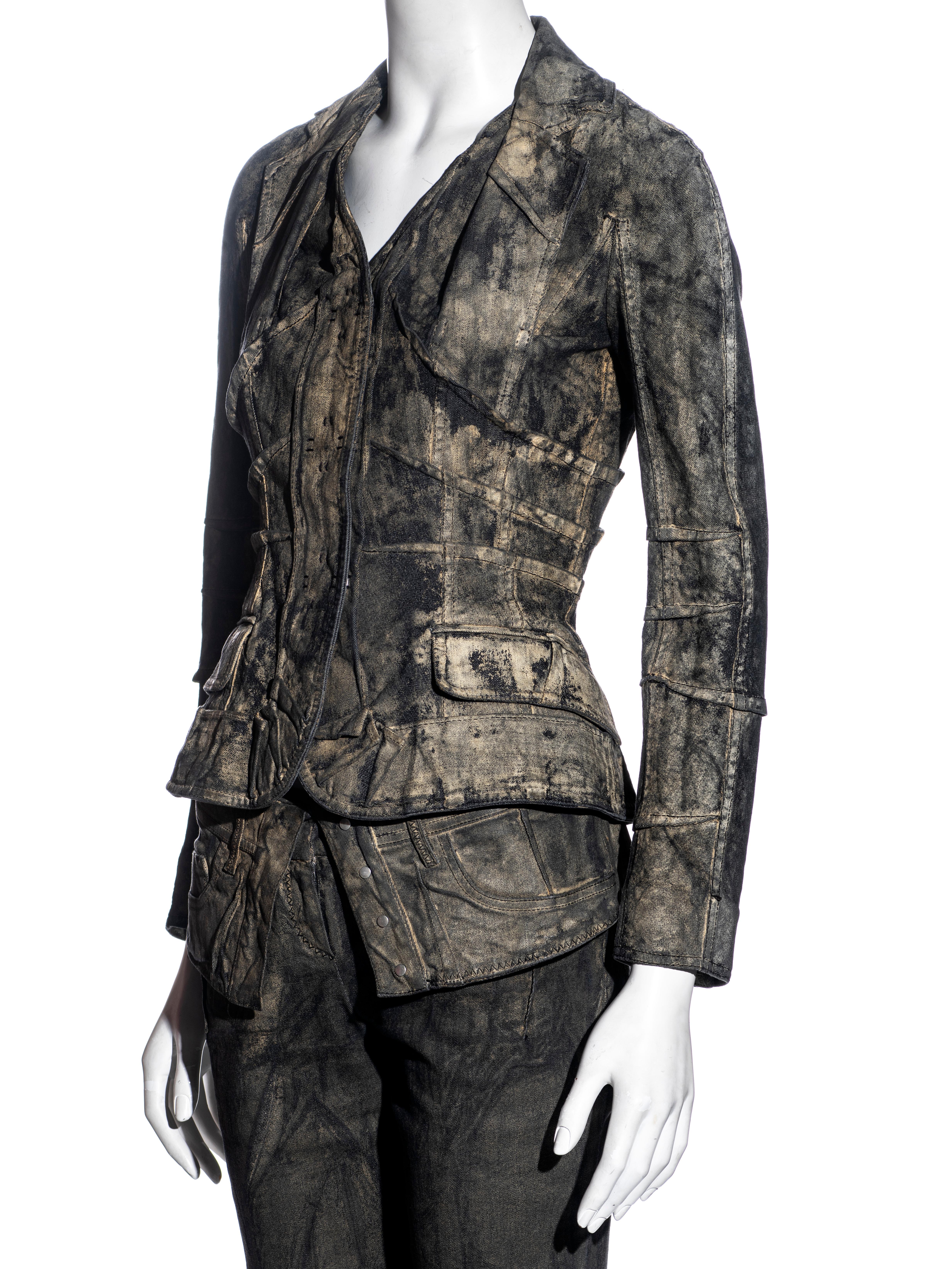 Christian Dior by John Galliano painted denim jacket and pants suit, fw 2006 1