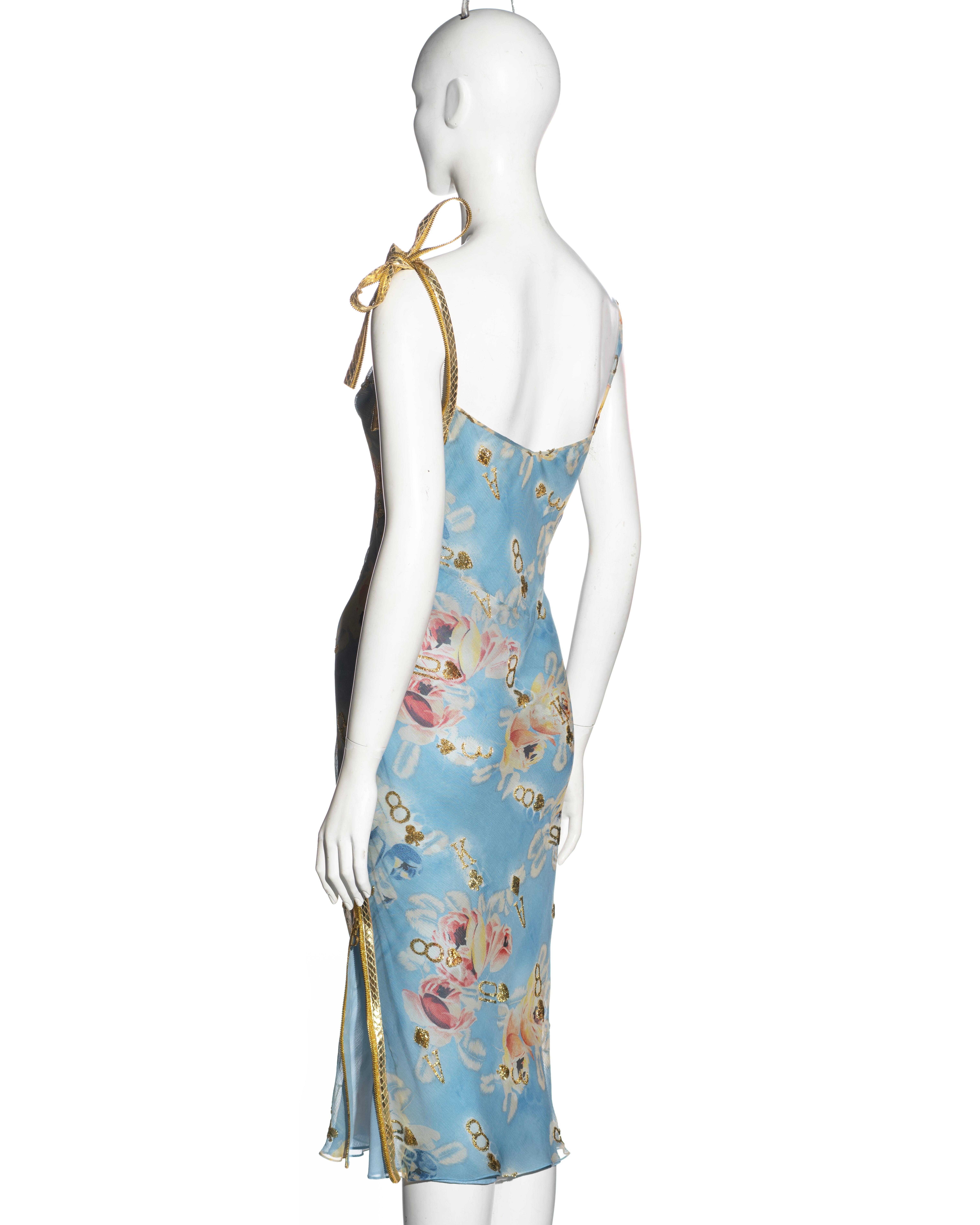 Christian Dior by John Galliano pale blue floral silk and leather dress, ss 2001 4