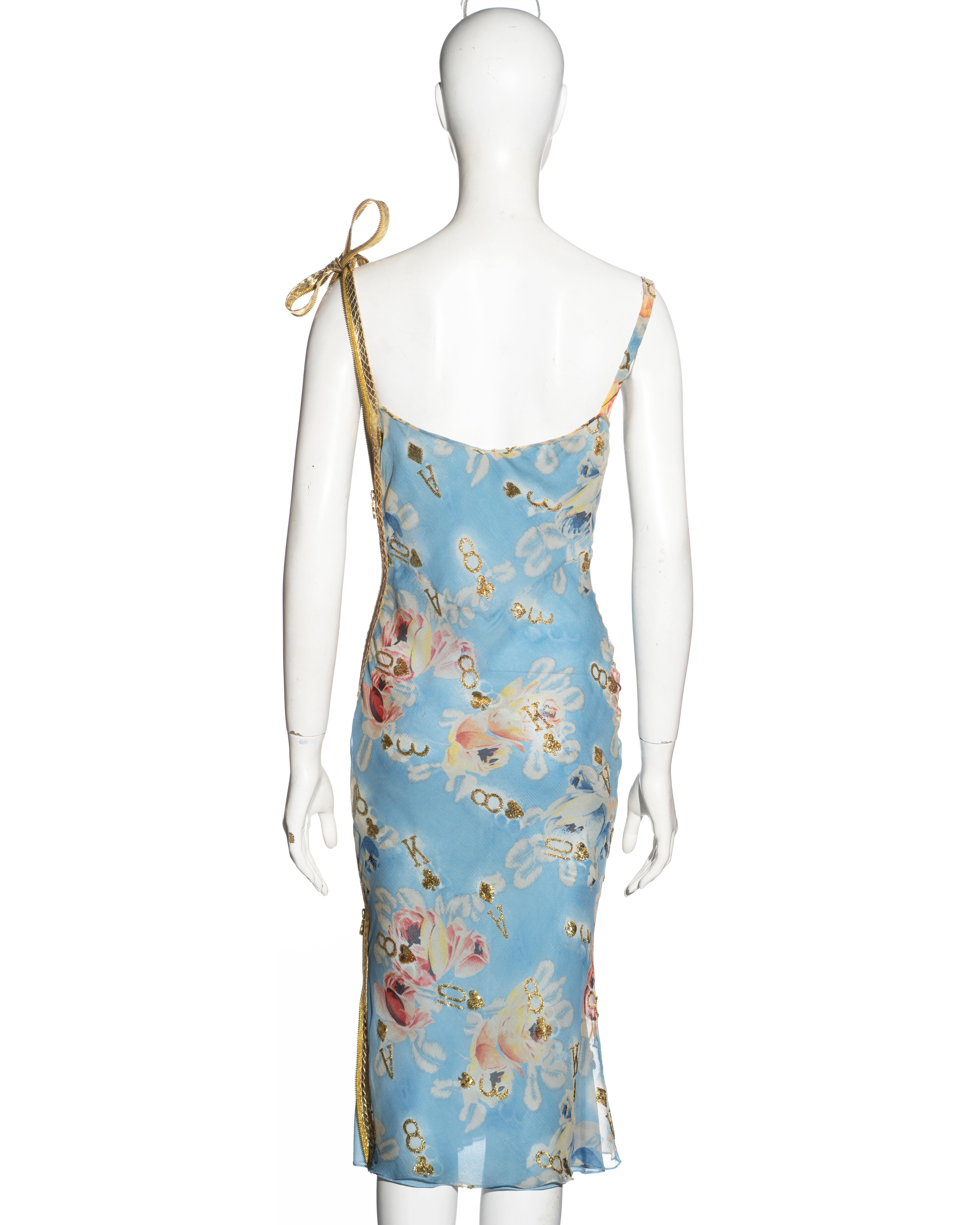 Christian Dior by John Galliano pale blue floral silk and leather dress, ss 2001 6