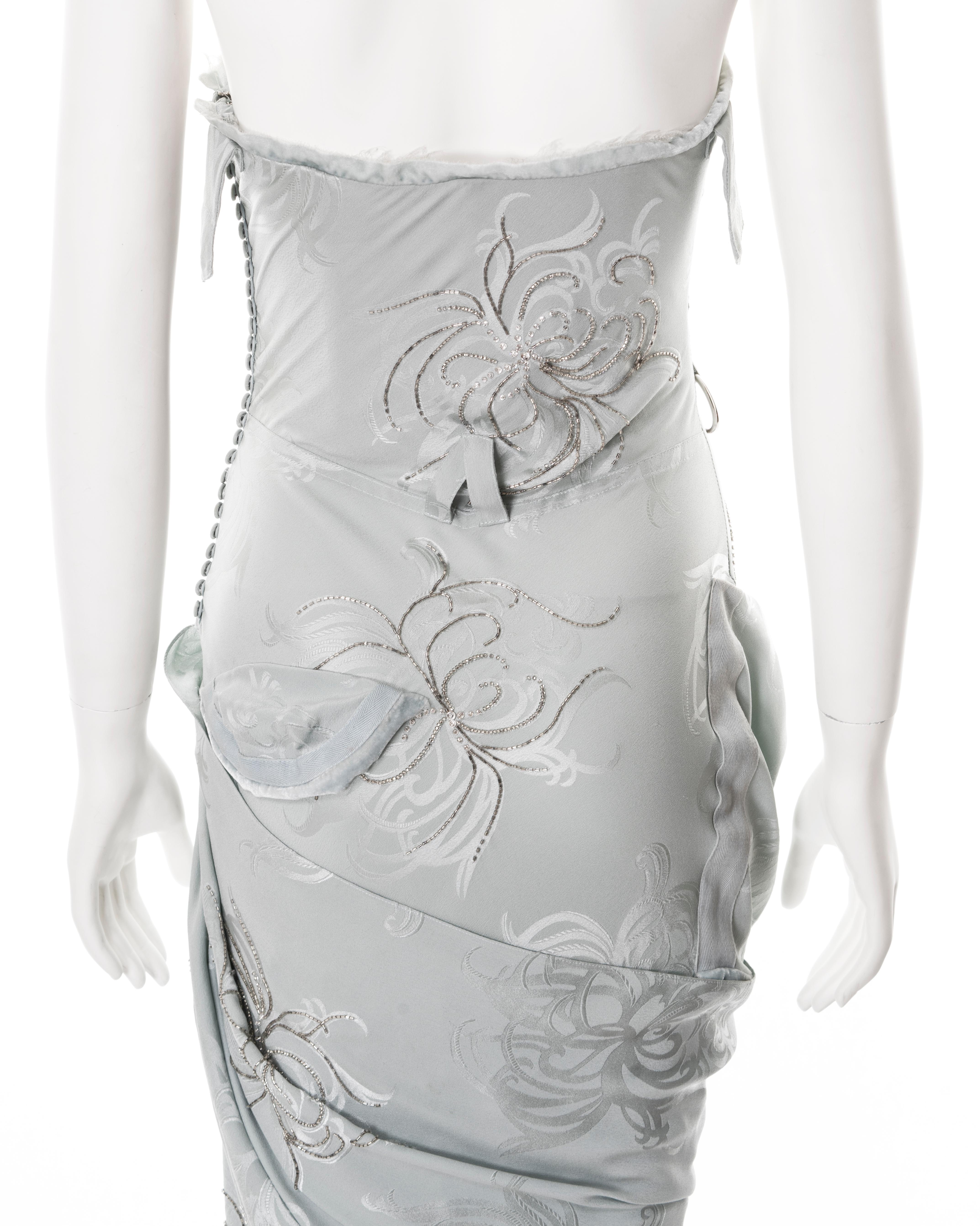 Christian Dior by John Galliano pale blue silk damask evening dress, fw 2005 6