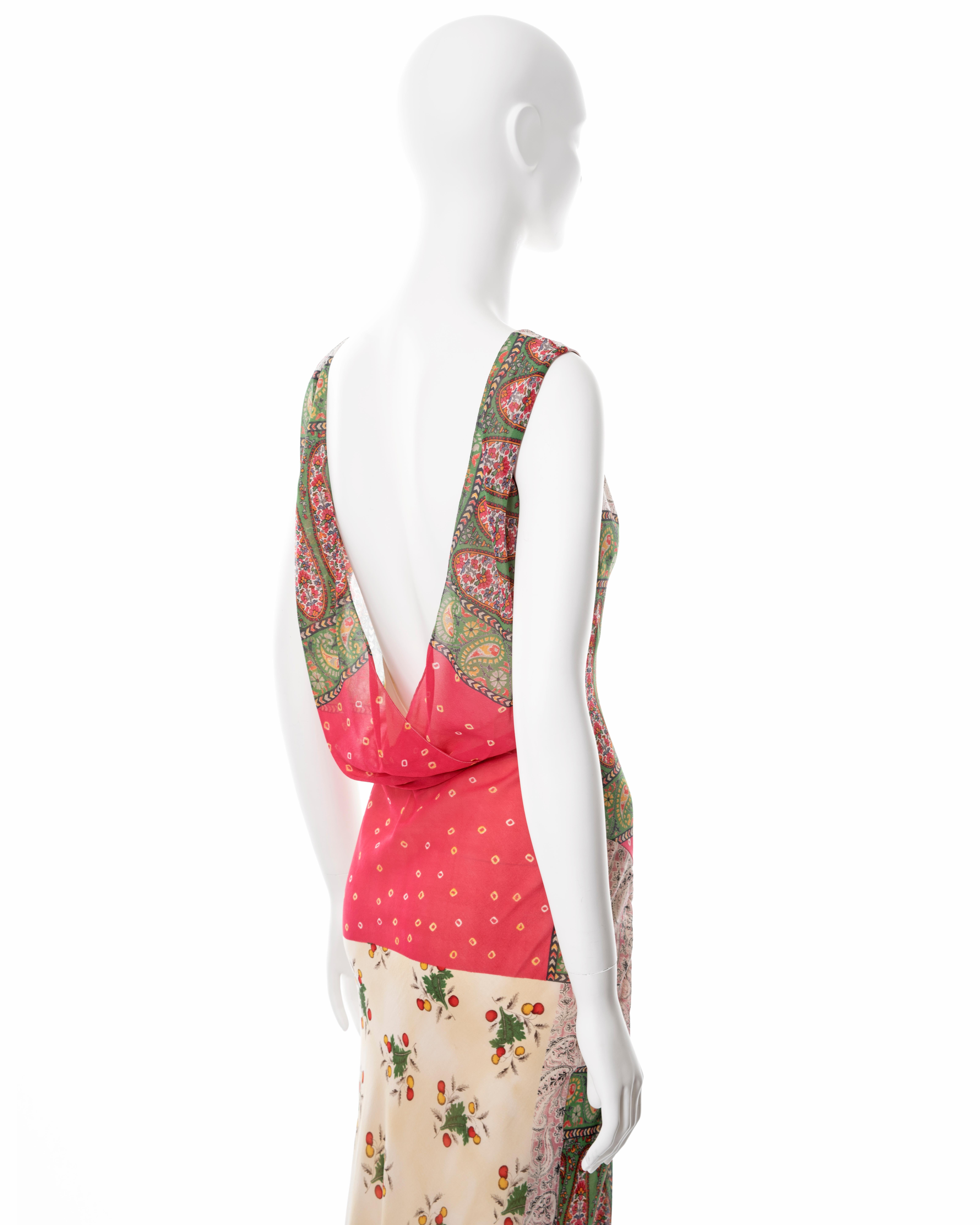Christian Dior by John Galliano patchwork-print silk dress and scarf, ss 2004 7