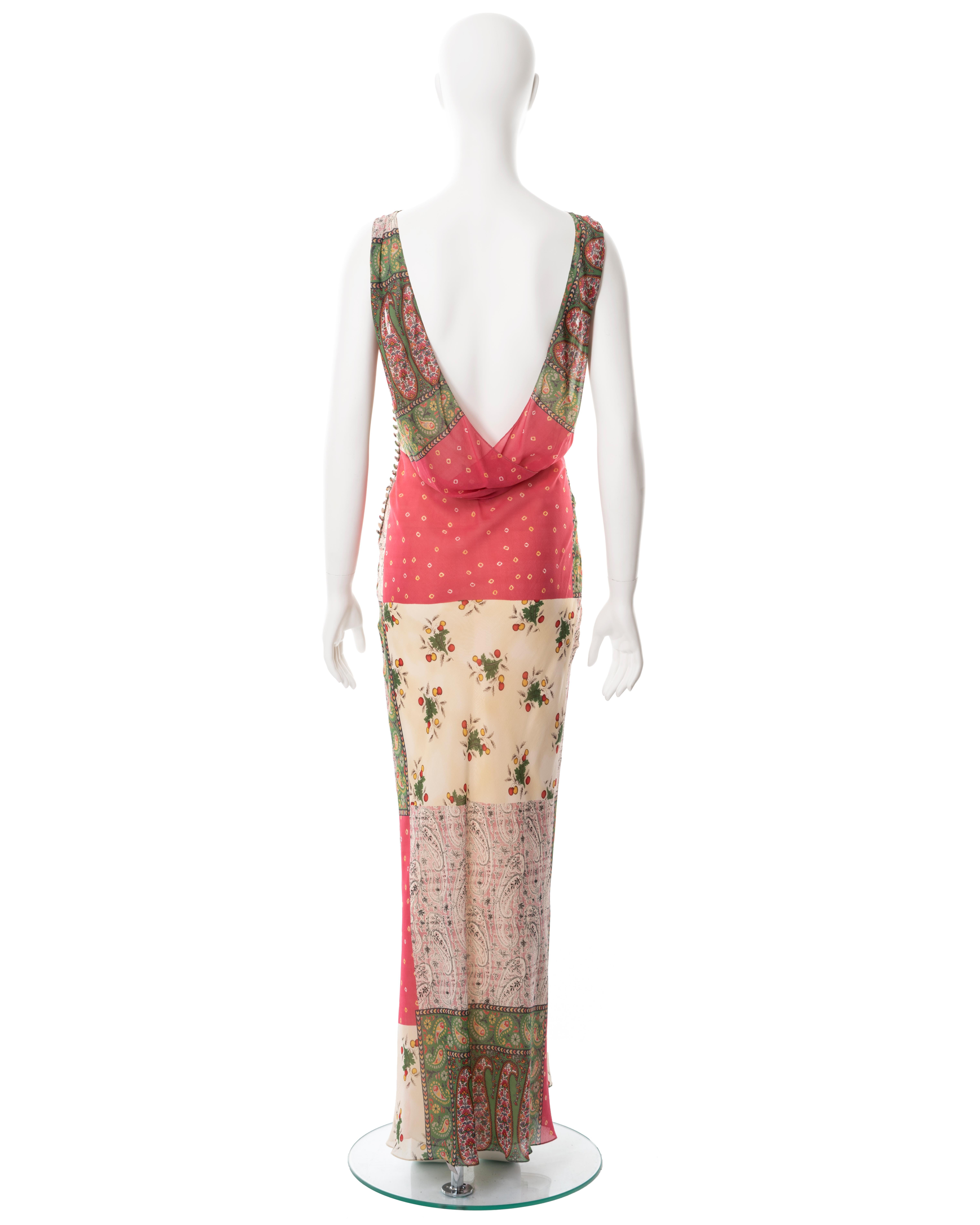 Christian Dior by John Galliano patchwork-print silk dress and scarf, ss 2004 8
