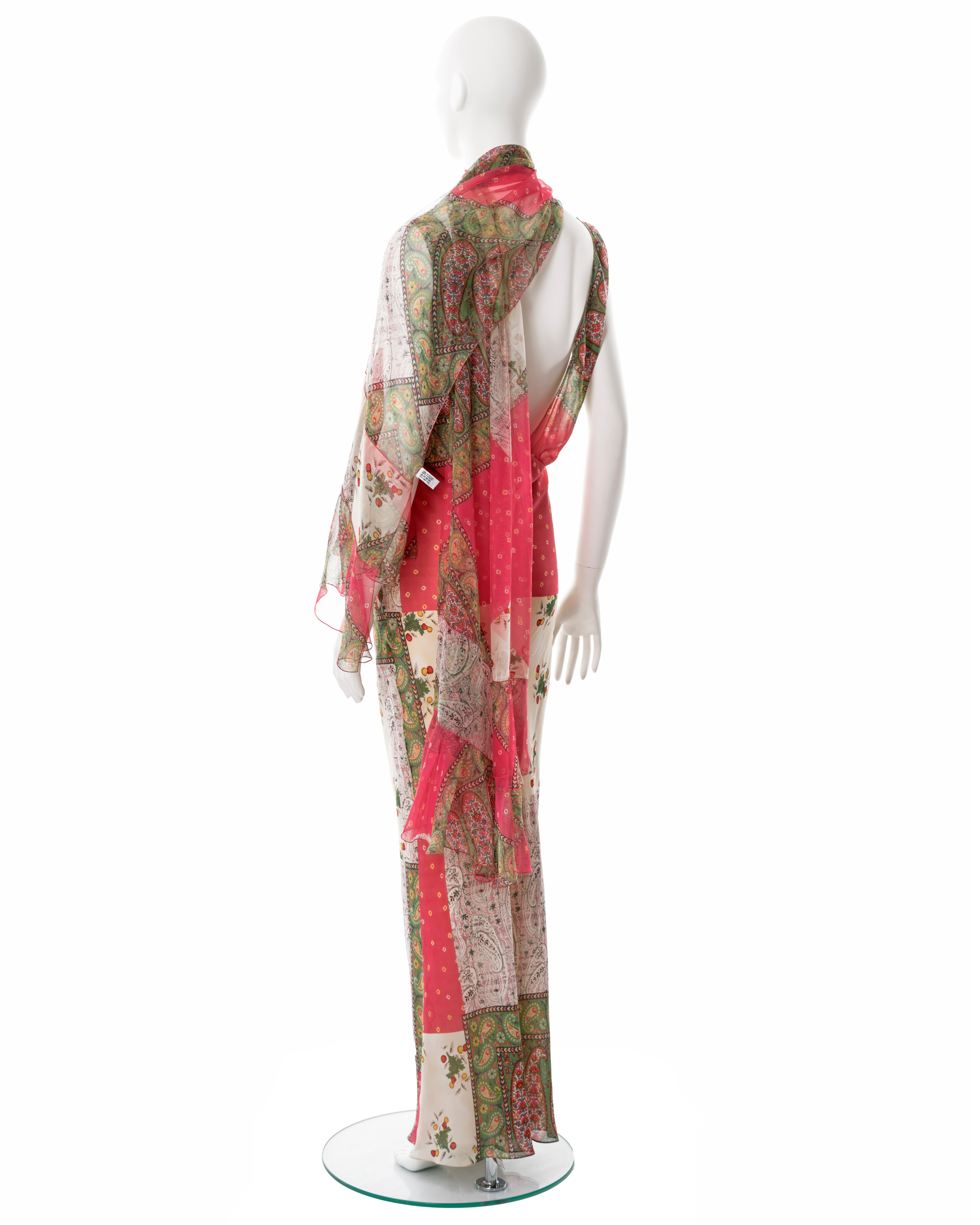 Christian Dior by John Galliano patchwork-print silk dress and scarf, ss 2004 9
