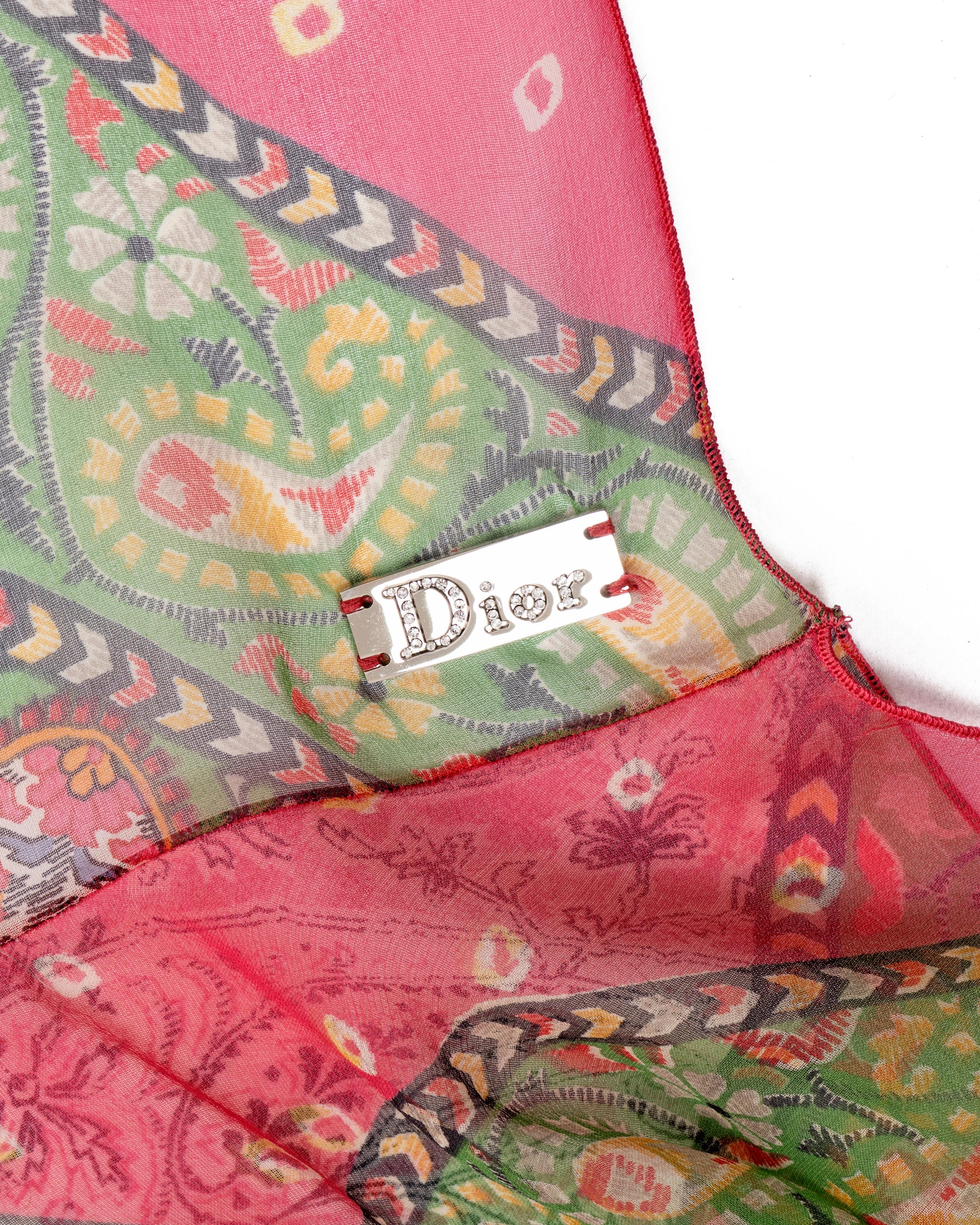 Christian Dior by John Galliano patchwork-print silk dress and scarf, ss 2004 10
