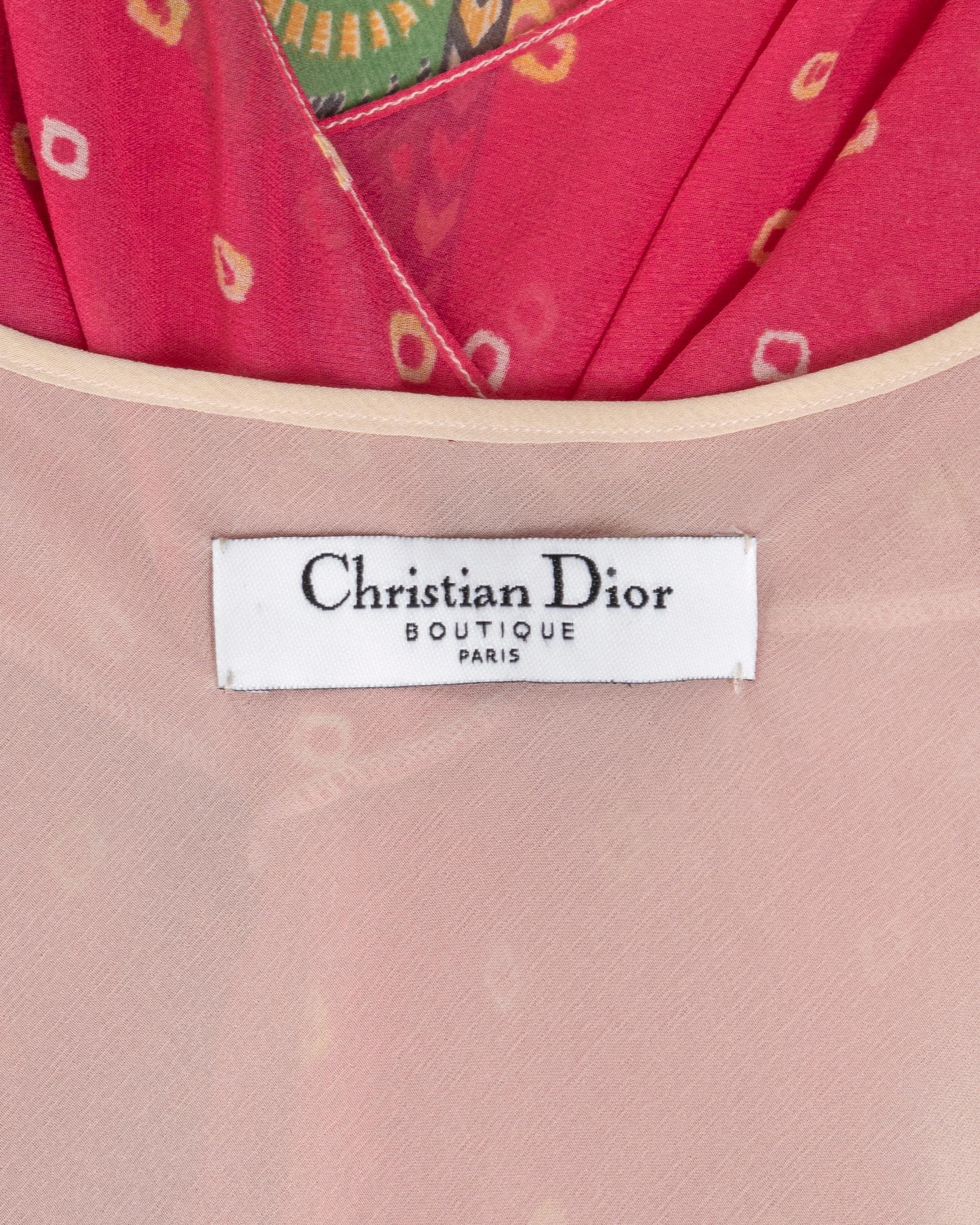 Christian Dior by John Galliano patchwork-print silk dress and scarf, ss 2004 11