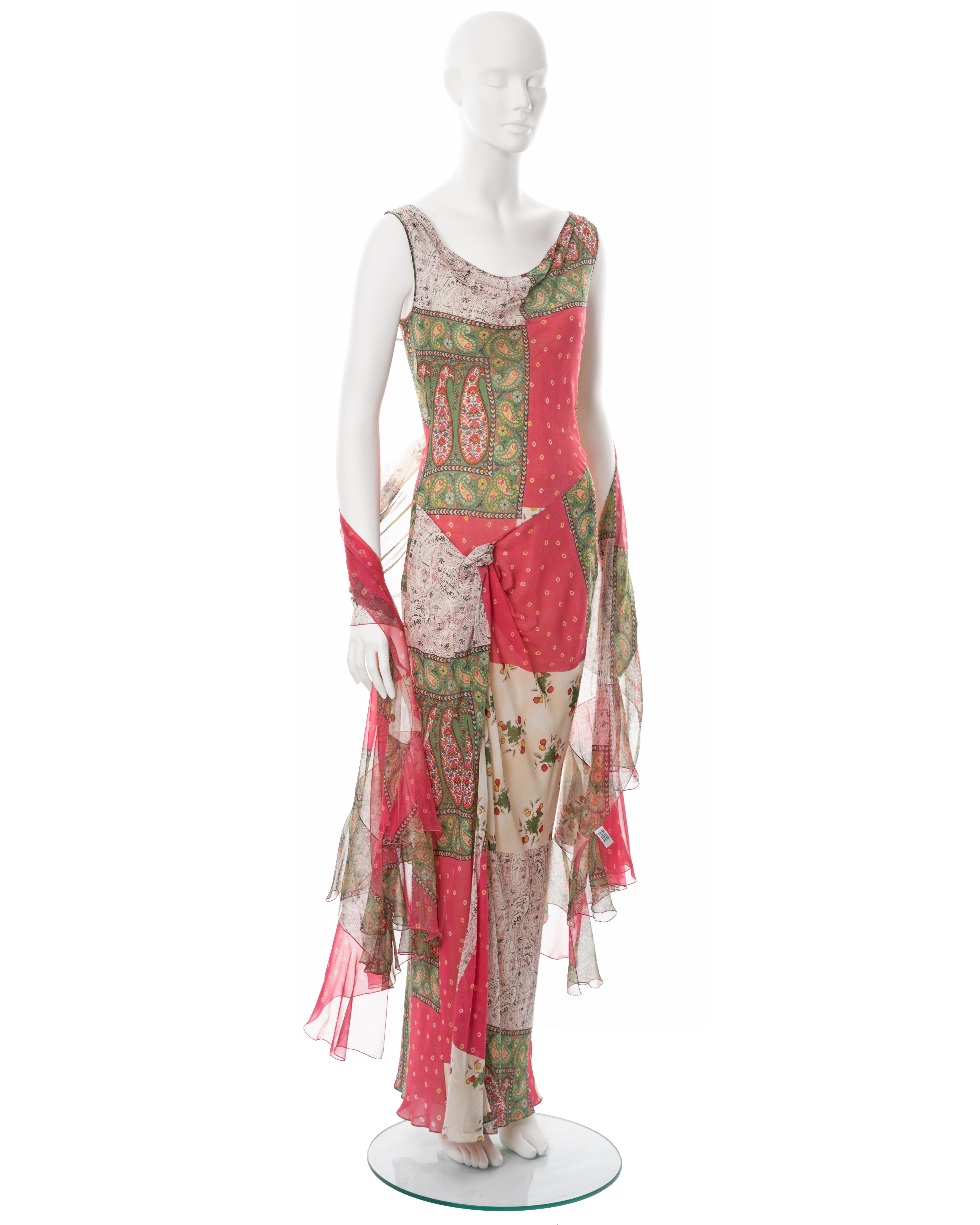 Christian Dior by John Galliano patchwork-print silk dress and scarf, ss 2004 4