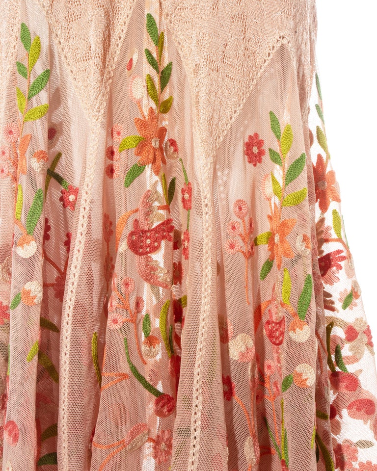 Christian Dior by John Galliano peach knitted embroidered summer dress ...