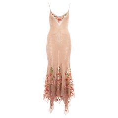 Christian Dior by John Galliano peach knitted embroidered summer dress, ss 2005