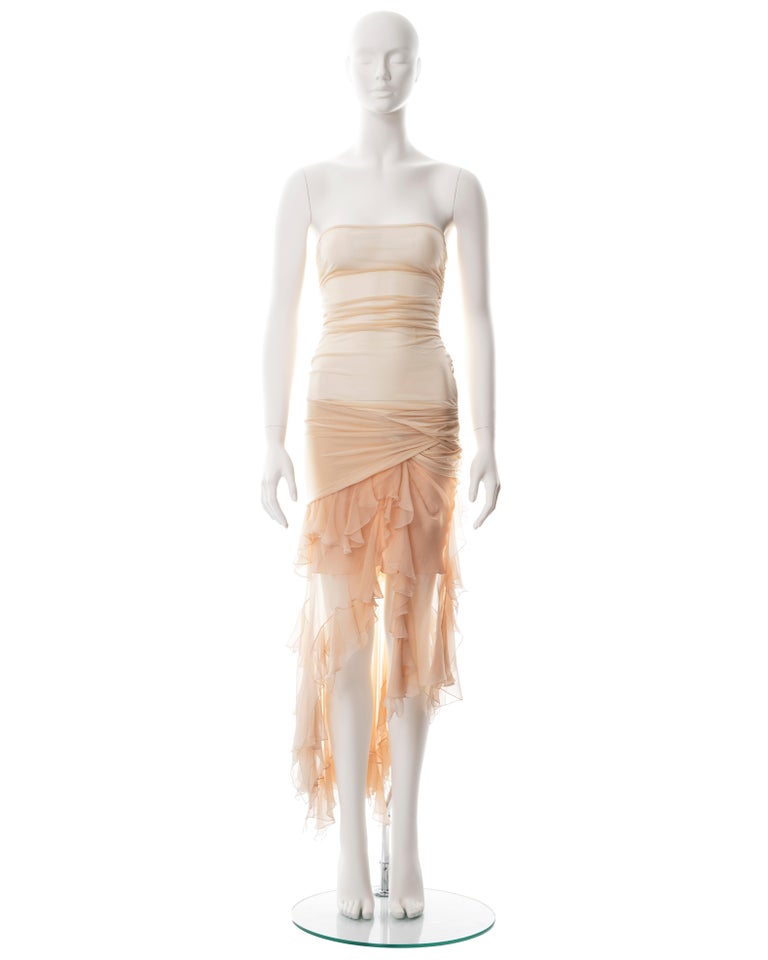 Christian Dior by John Galliano peach silk strapless dress, ss 2004 at