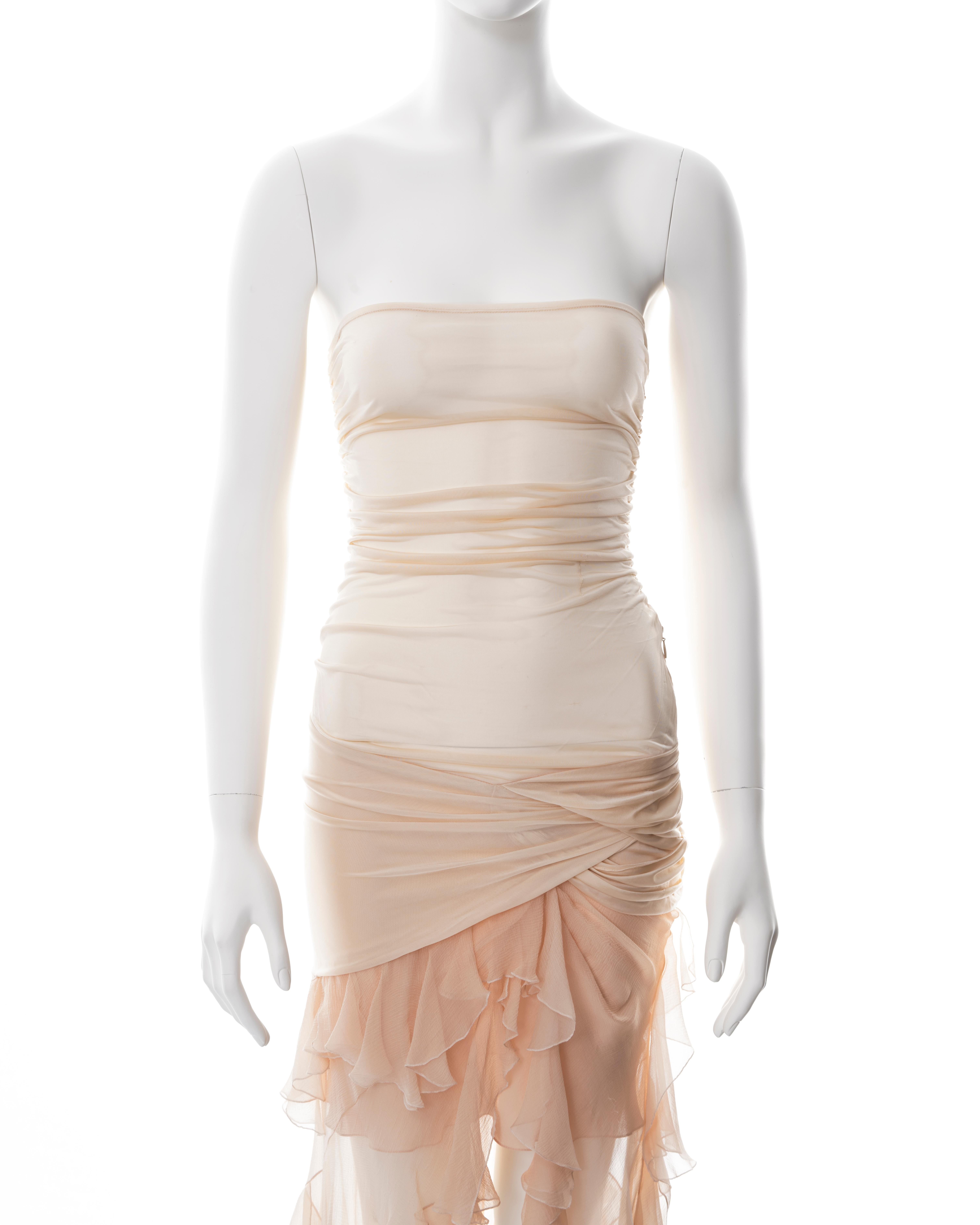 Christian Dior by John Galliano peach silk strapless dress, ss 2004 In Good Condition In London, GB