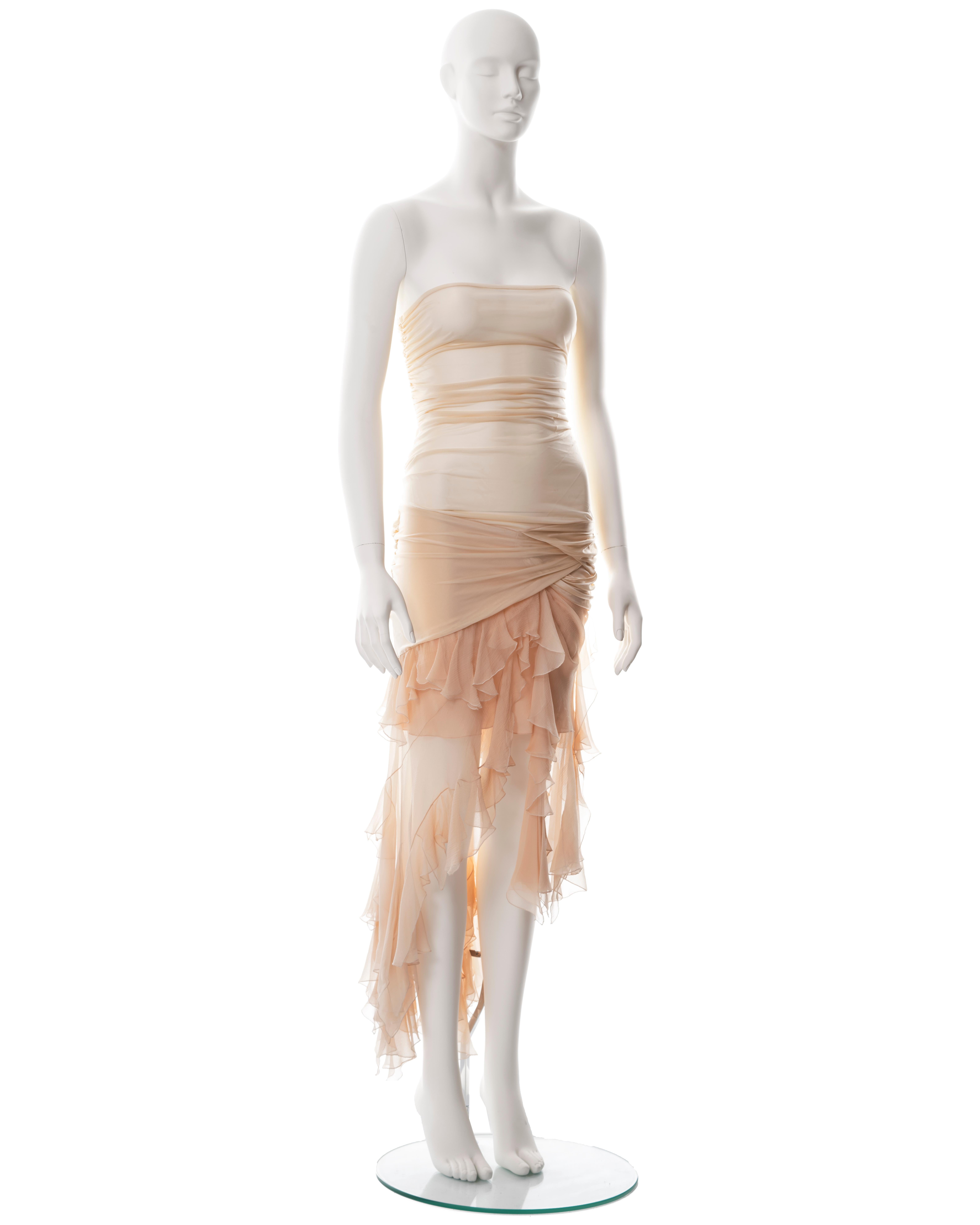 Women's Christian Dior by John Galliano peach silk strapless dress, ss 2004