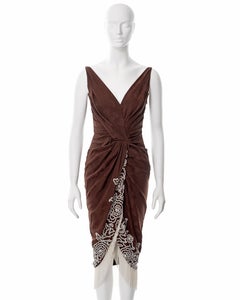 Christian Dior by John Galliano pearl beaded brown silk cocktail dress, ss 2008