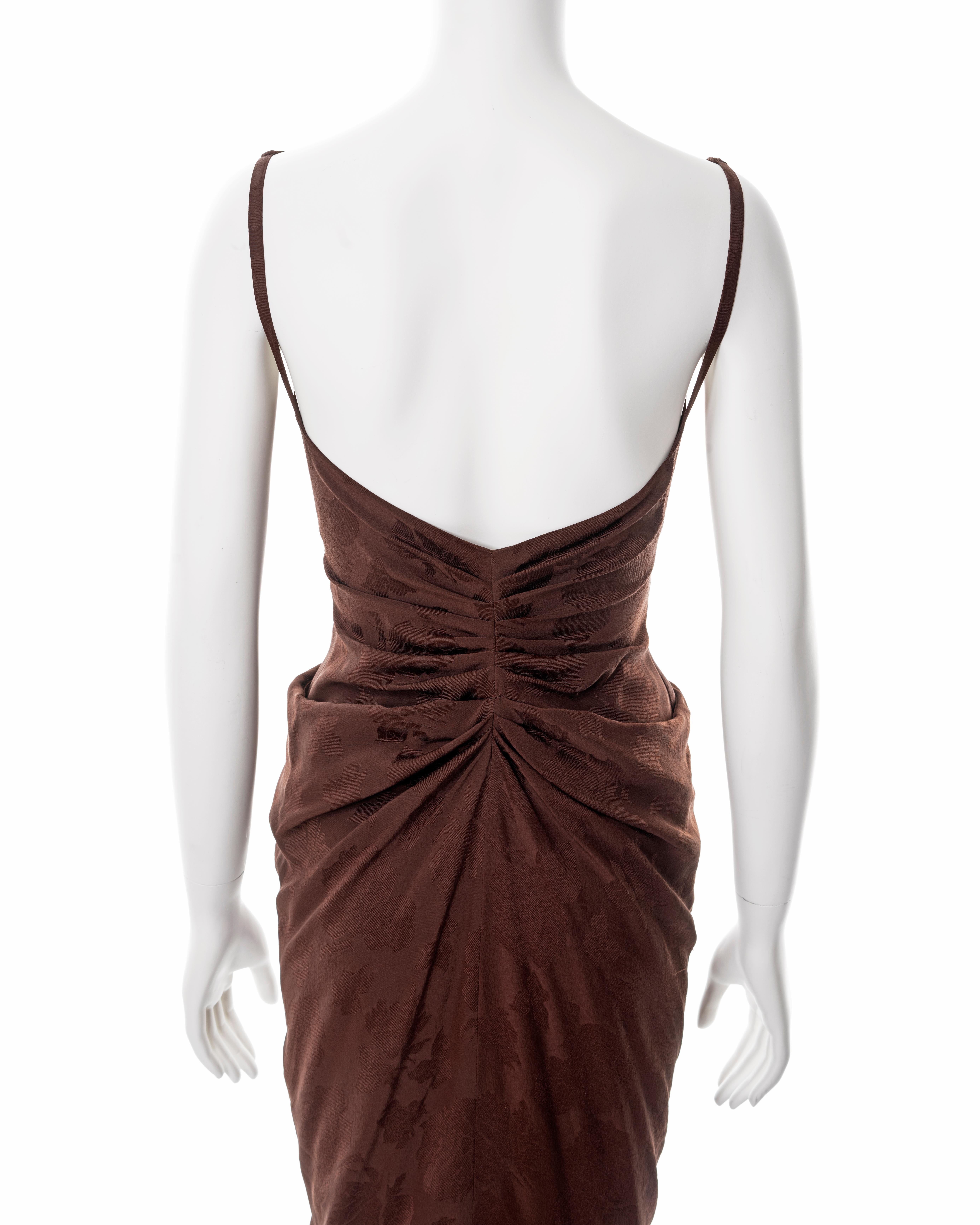 Christian Dior by John Galliano pearl beaded brown silk cocktail dress, ss 2008 For Sale 4