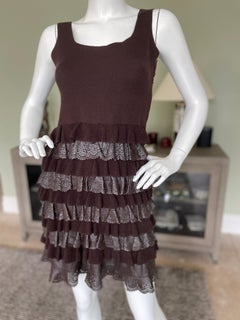 Christian Dior by John Galliano Perforated Leather Ruffle Trim Cocktail Dress