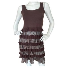 Christian Dior by John Galliano Perforated Leather Ruffle Trim Cocktail Dress