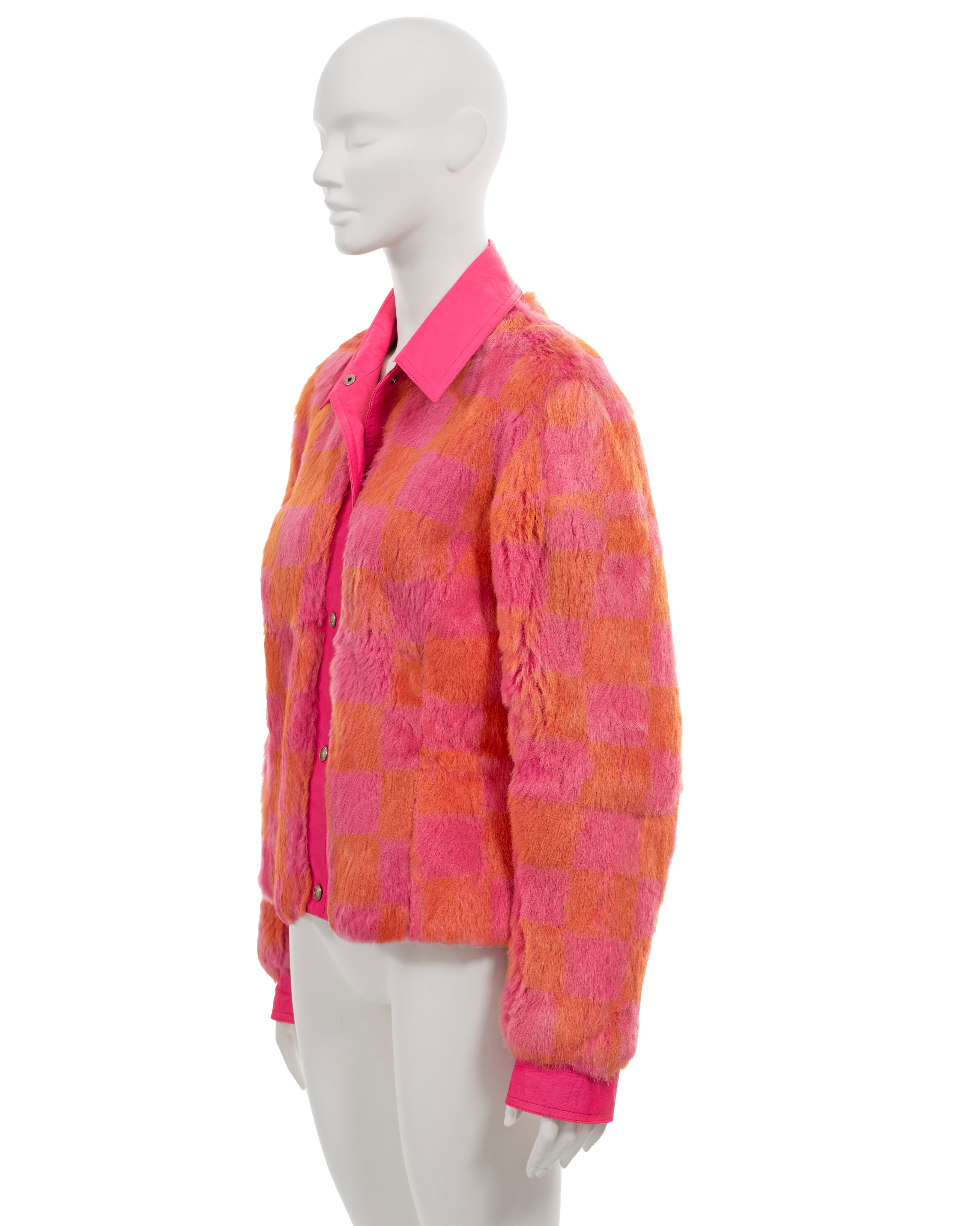 Christian Dior by John Galliano pink and orange fur shirt jacket, fw 2001 For Sale 3
