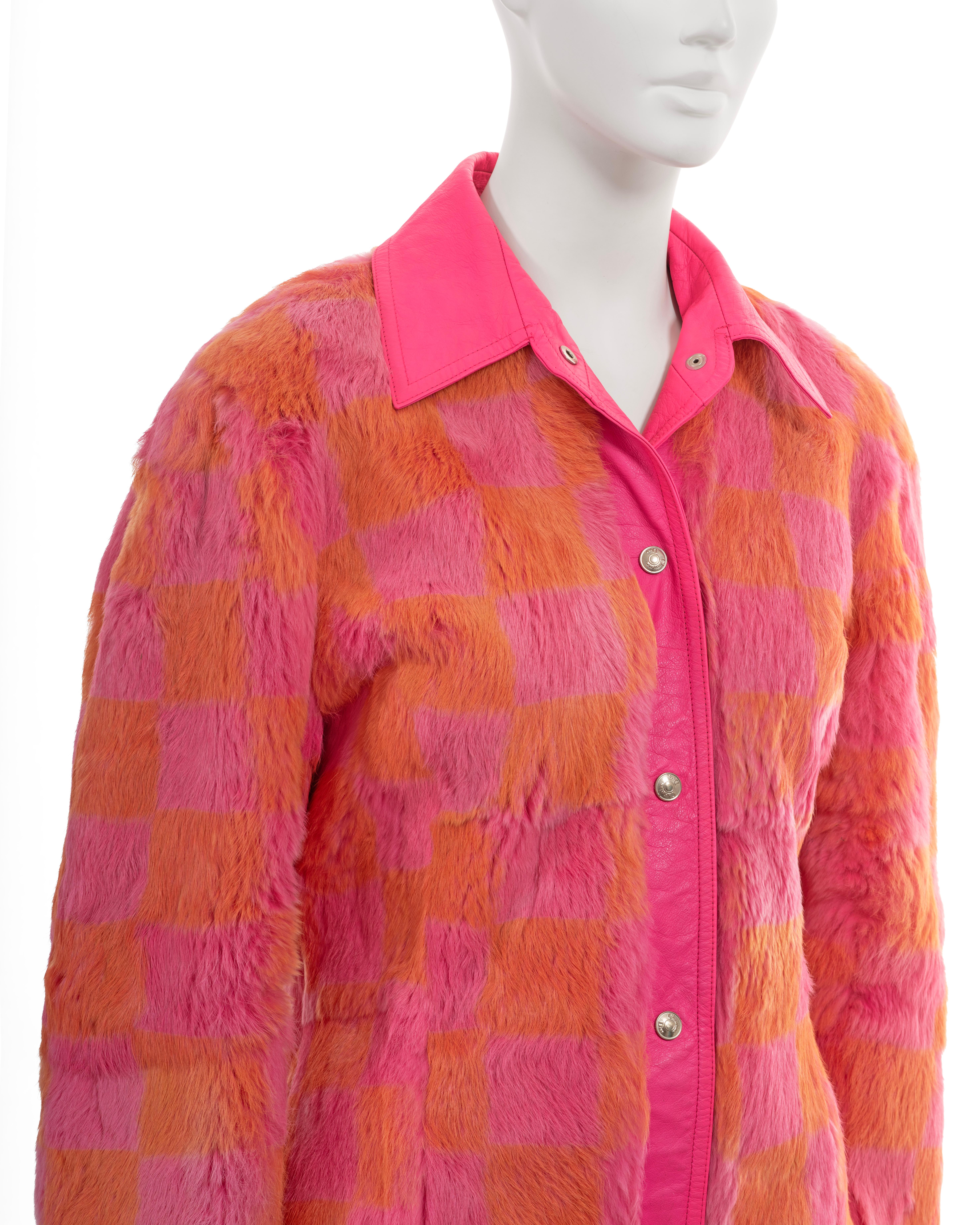 Christian Dior by John Galliano pink and orange fur shirt jacket, fw 2001 In Excellent Condition For Sale In London, GB