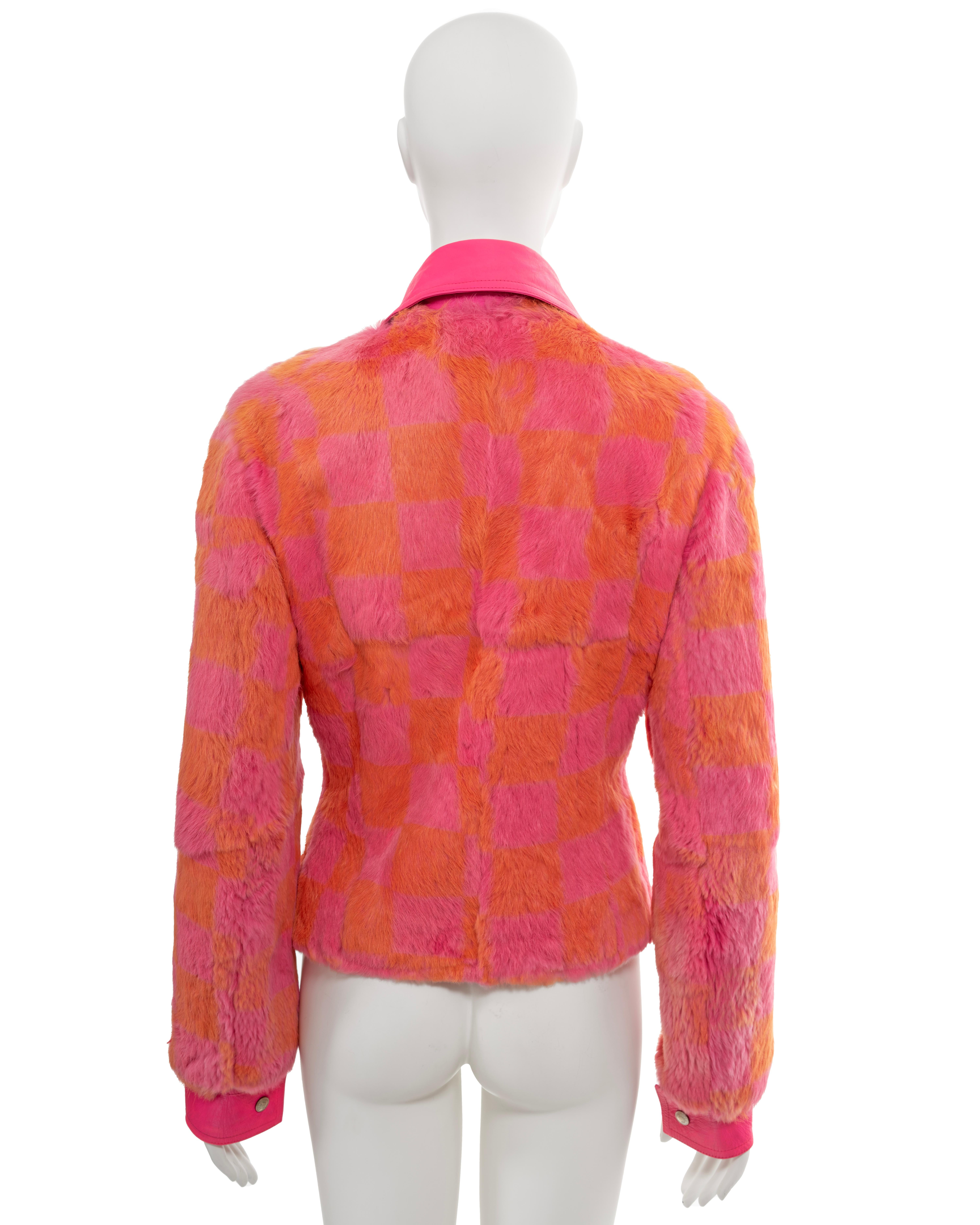 Christian Dior by John Galliano pink and orange fur shirt jacket, fw 2001 For Sale 1
