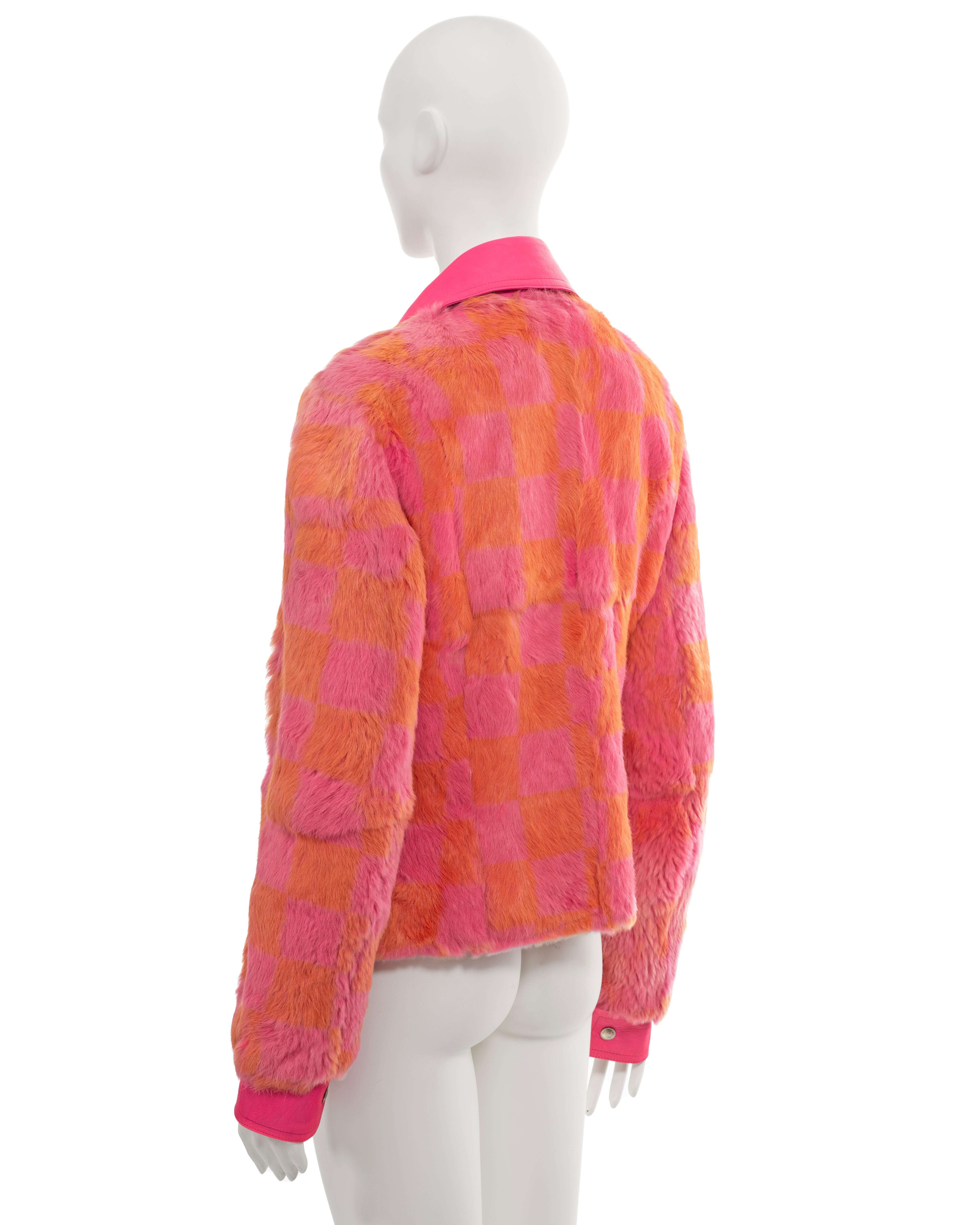 Christian Dior by John Galliano pink and orange fur shirt jacket, fw 2001 For Sale 2