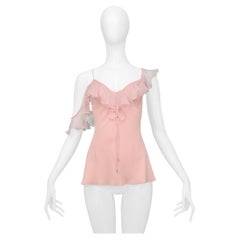 Christian Dior By John Galliano Pink Chiffon Ruffle Top