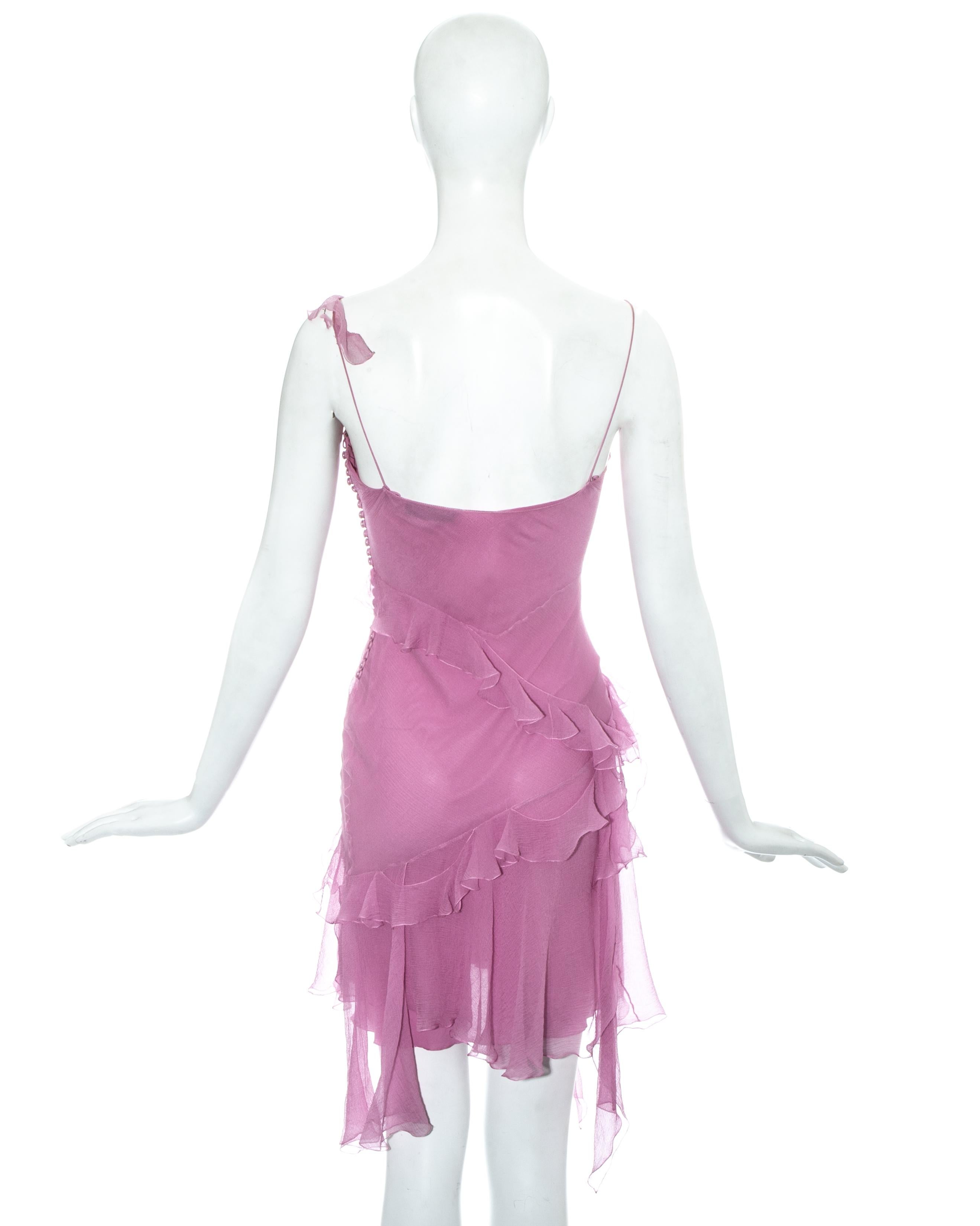 Christian Dior by John Galliano pink chiffon ruffled mini dress, ss 2005 In Excellent Condition In London, GB