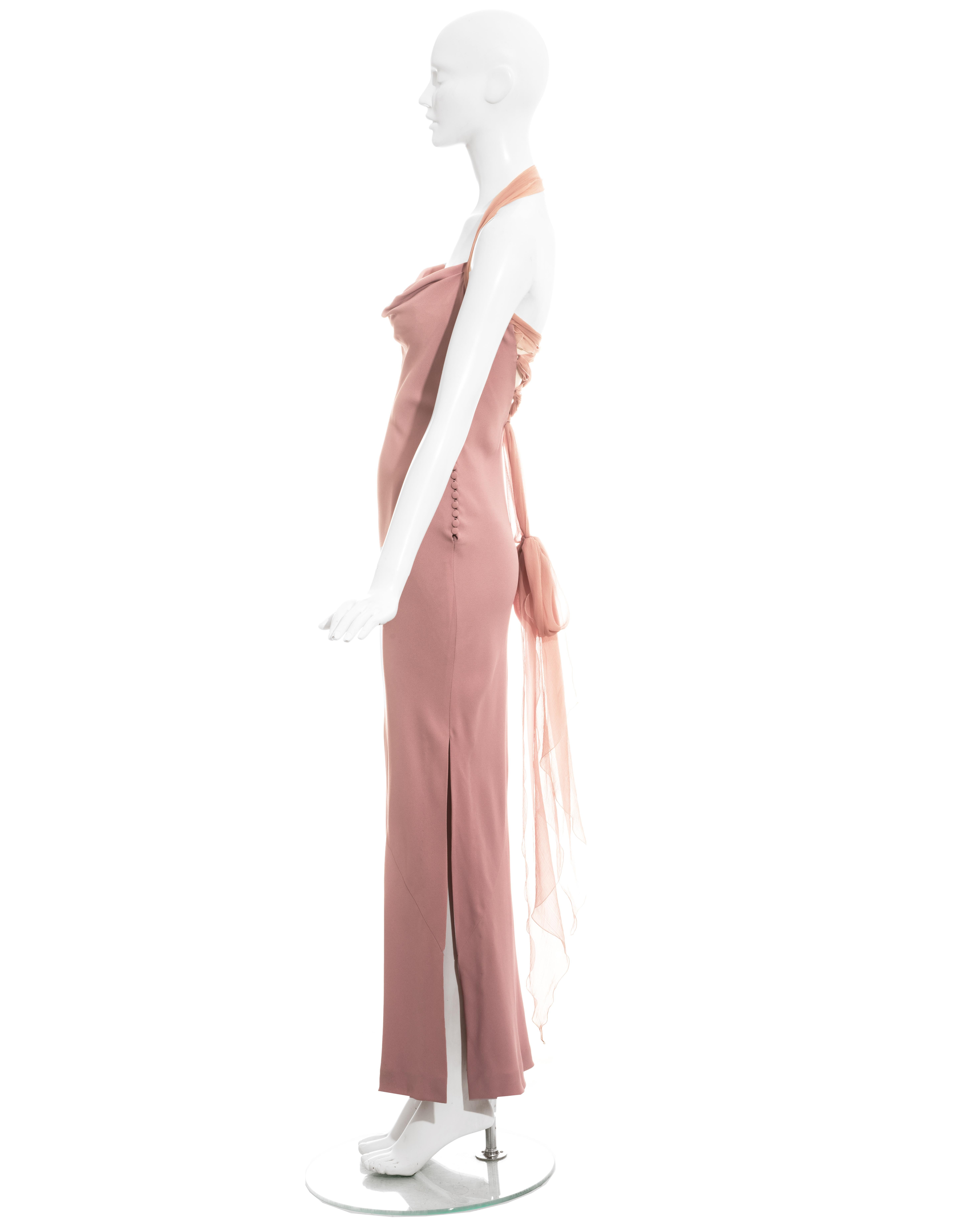 Christian Dior by John Galliano pink crepe halter-neck lace up dress, fw 1999 In Excellent Condition For Sale In London, GB