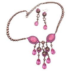 Christian Dior by John Galliano pink drop Necklace and Earrings