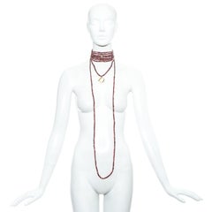 Christian Dior by John Galliano pink marble glass bead choker necklace, fw 1999