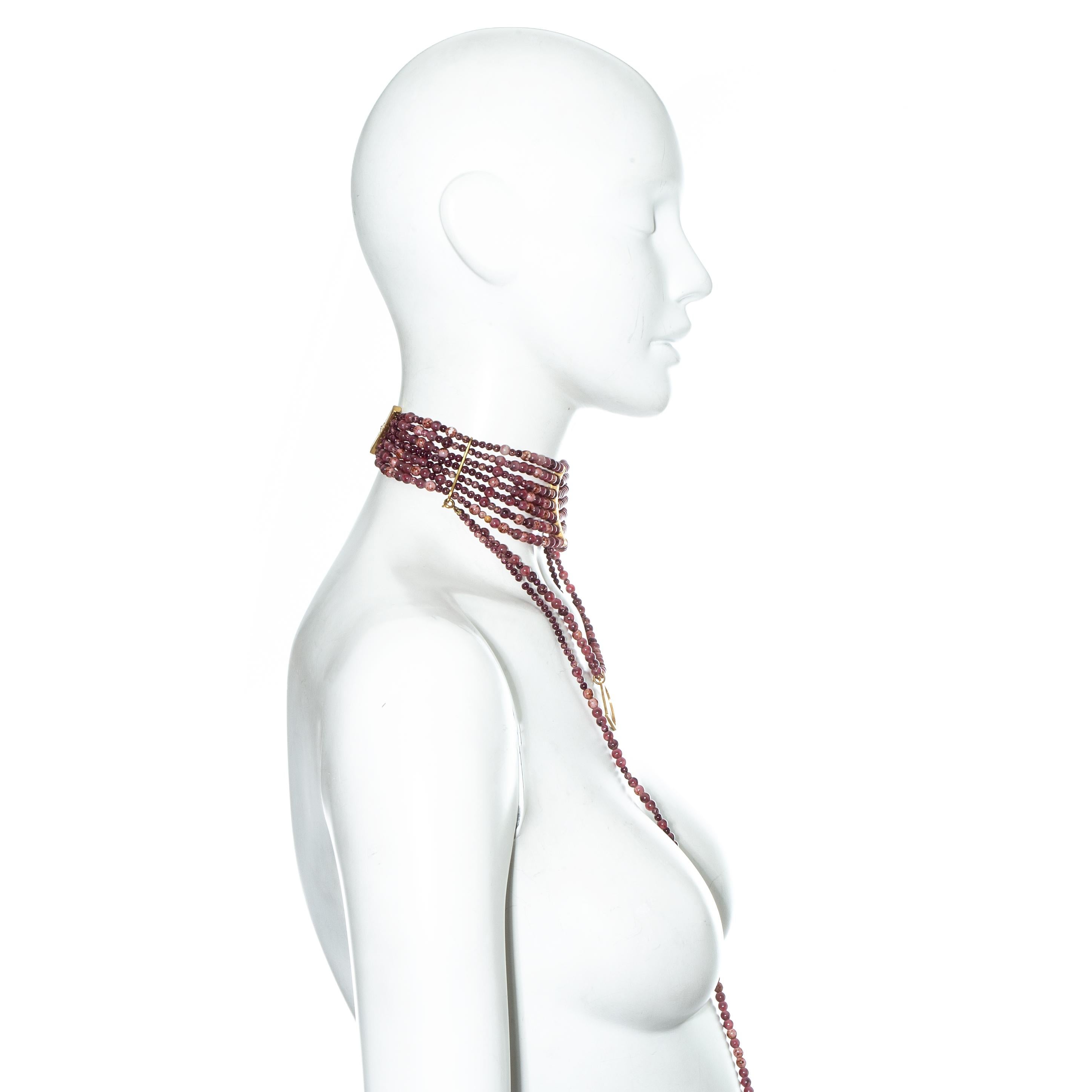 Women's Christian Dior by John Galliano pink marble glass bead choker necklace, fw 1999