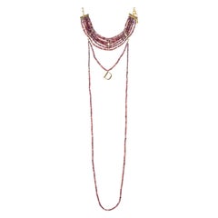 Vintage Christian Dior by John Galliano pink marble glass bead choker necklace, fw 1999