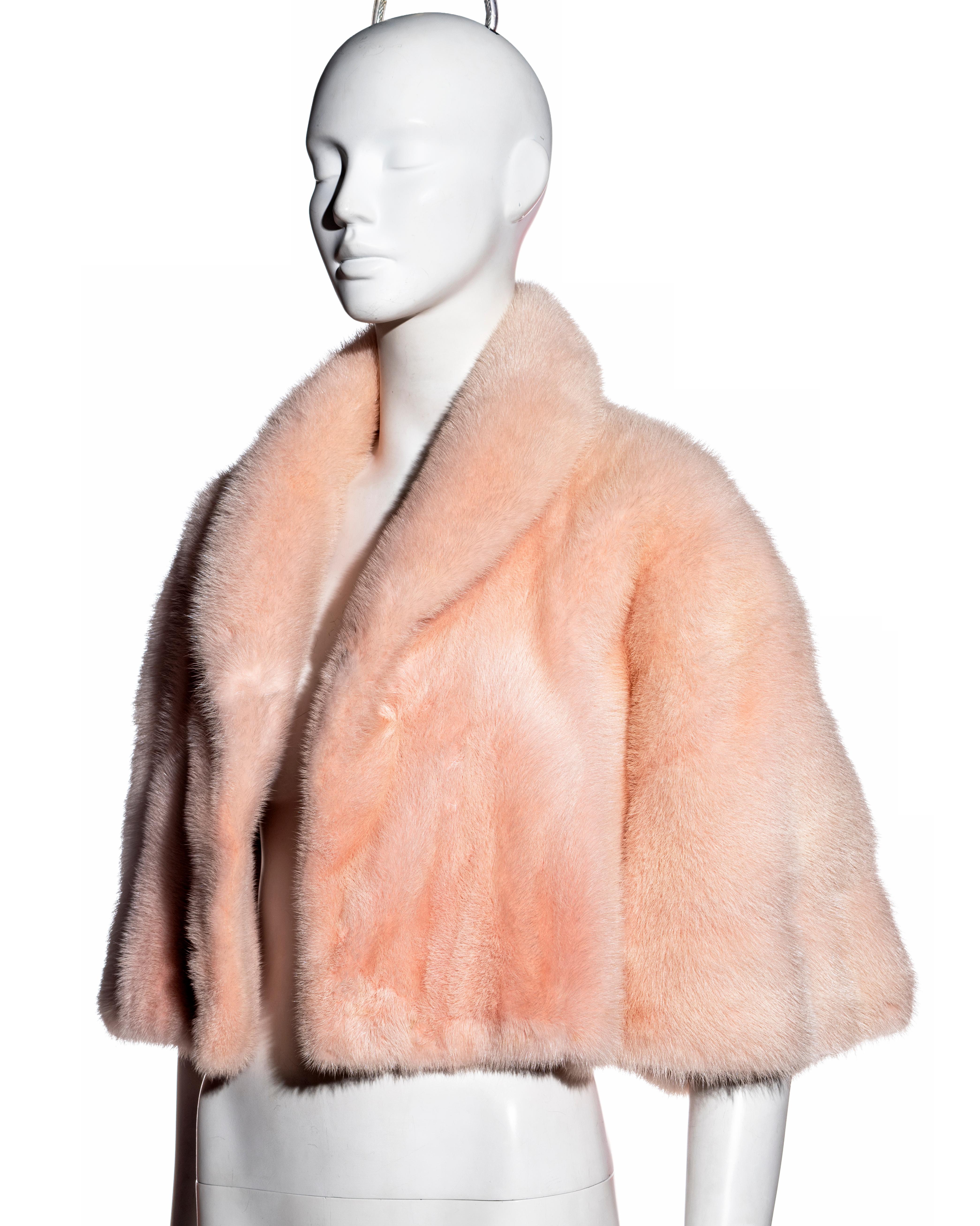 Orange Christian Dior by John Galliano pink mink fur cropped bolero jacket, fw 1997 For Sale