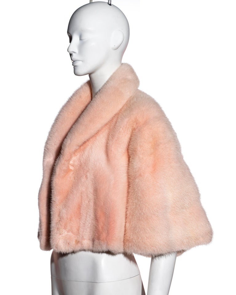 Women's Christian Dior by John Galliano pink mink fur cropped bolero jacket, fw 1997 For Sale